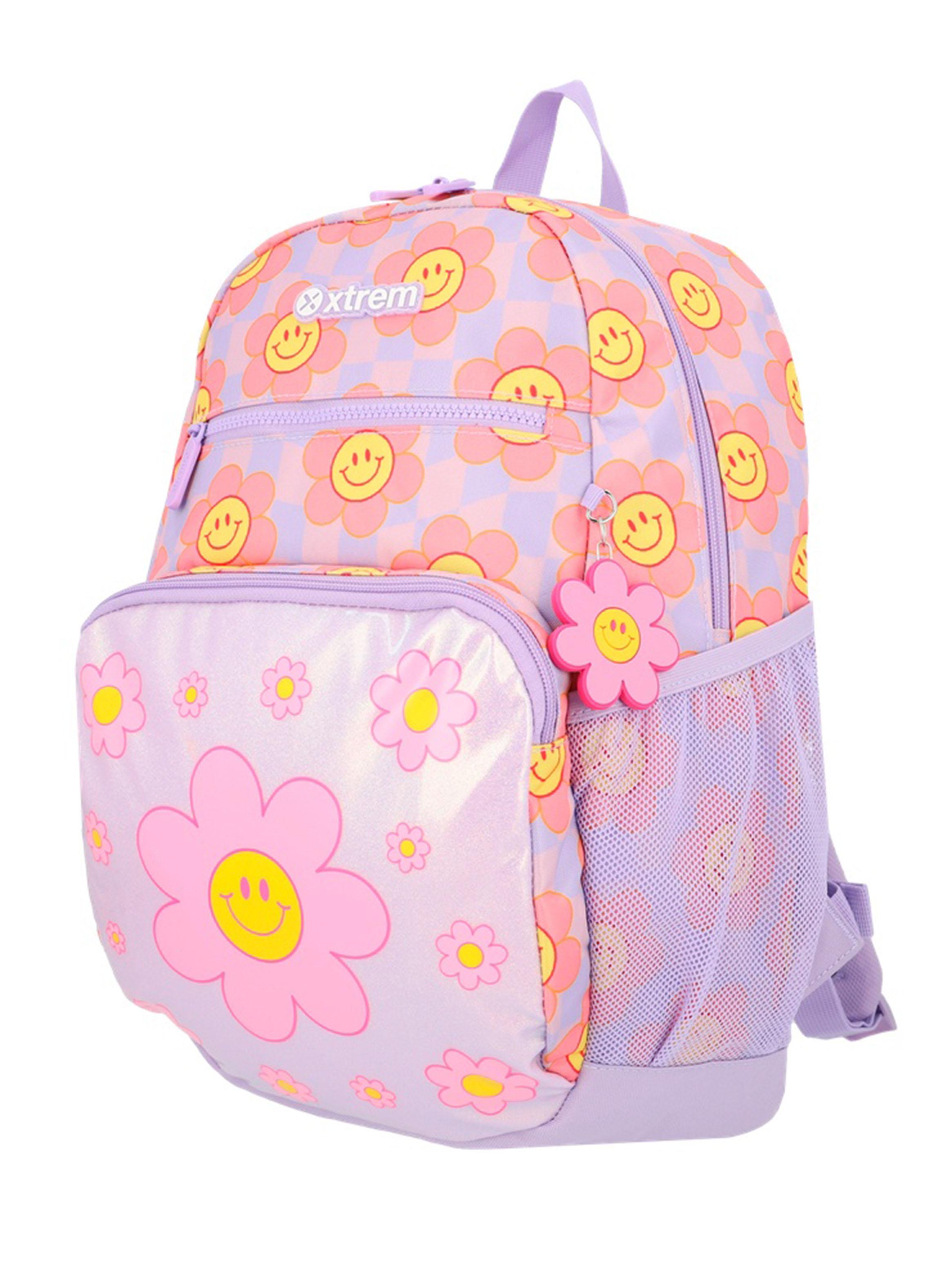 Mochila Escolar Bolt Flores Lila-2