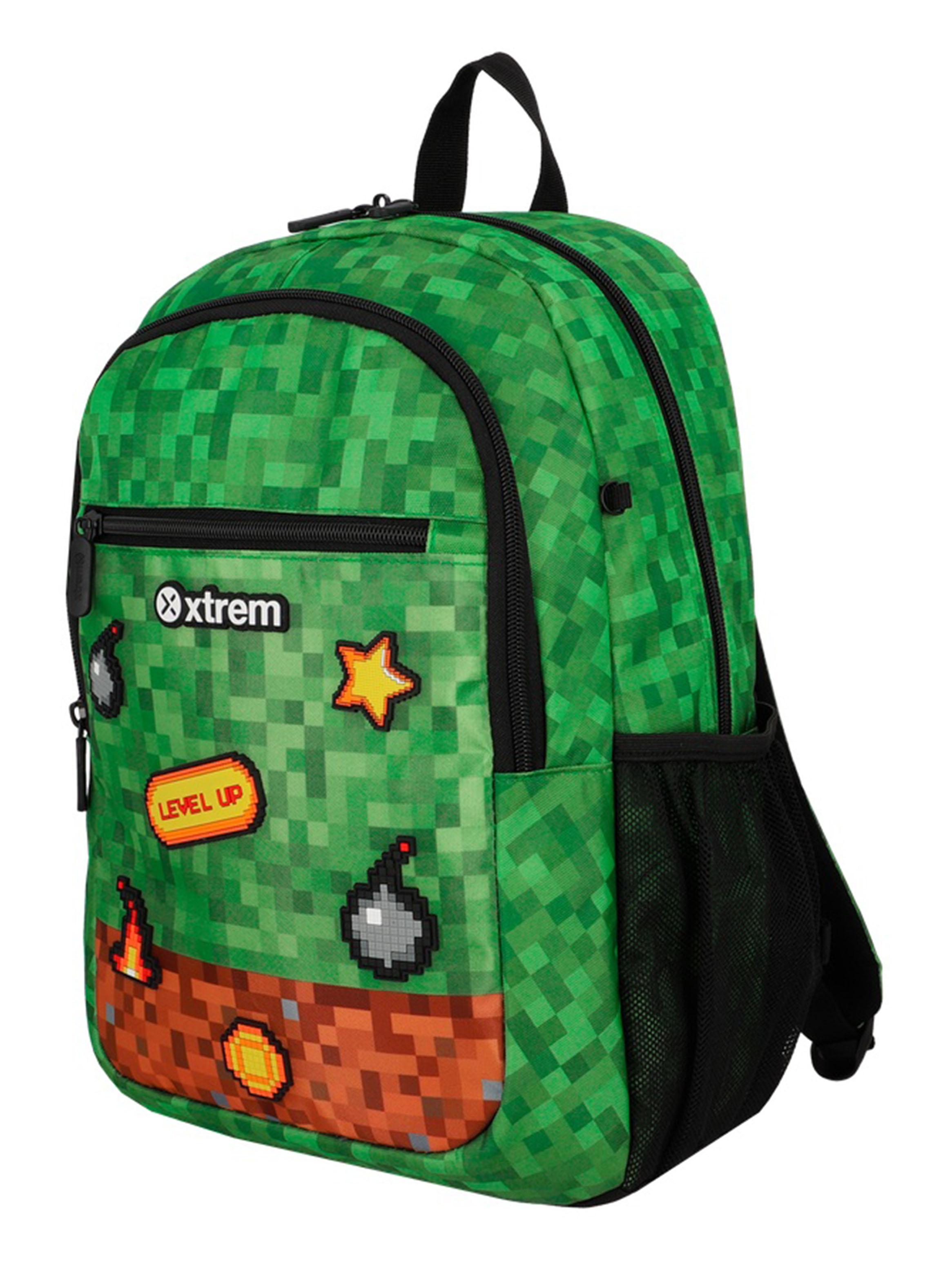 Mochila Escolar Logan Pixels Verde-2