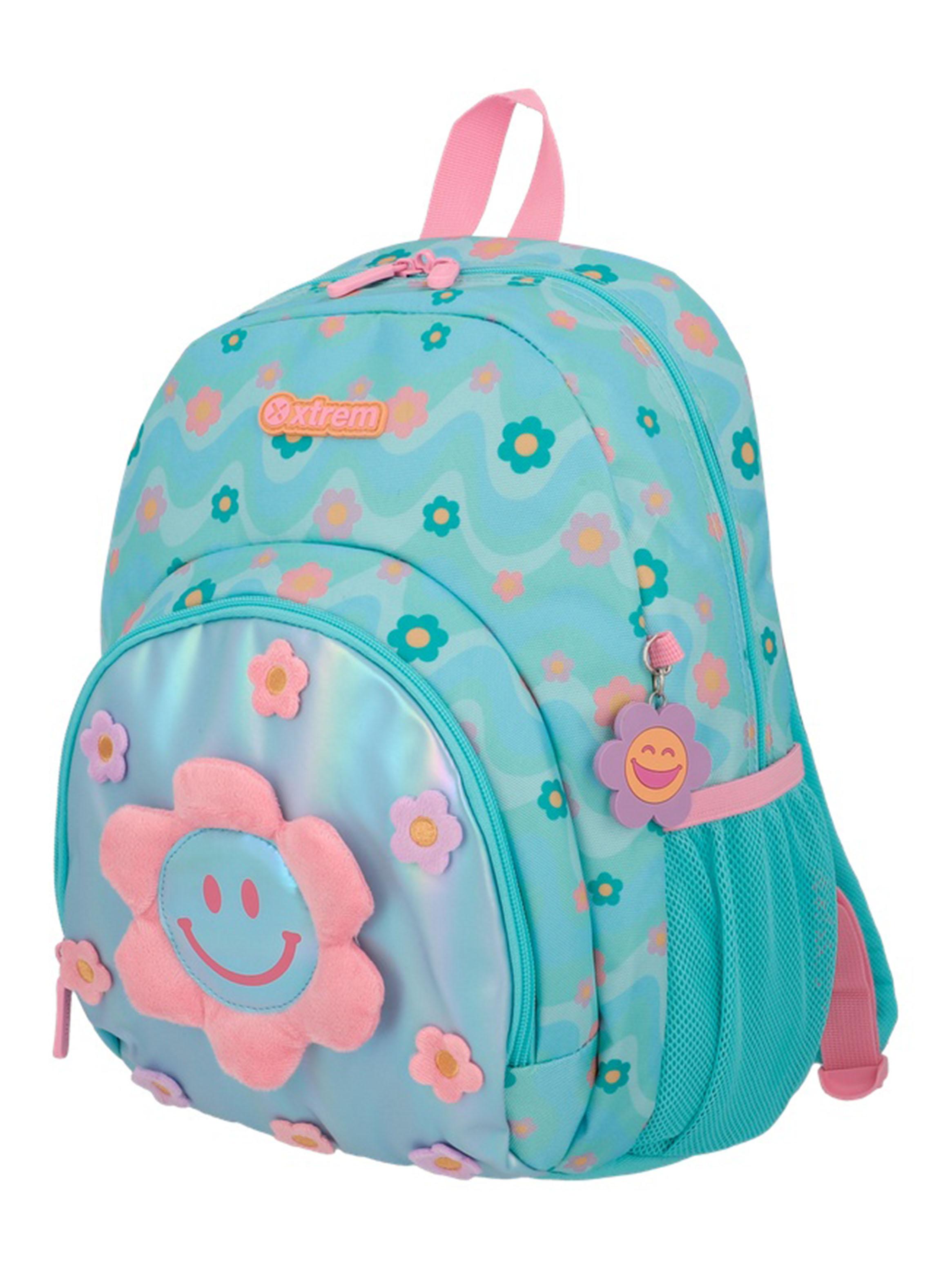 Mochila Escolar Power Flores Celeste-2