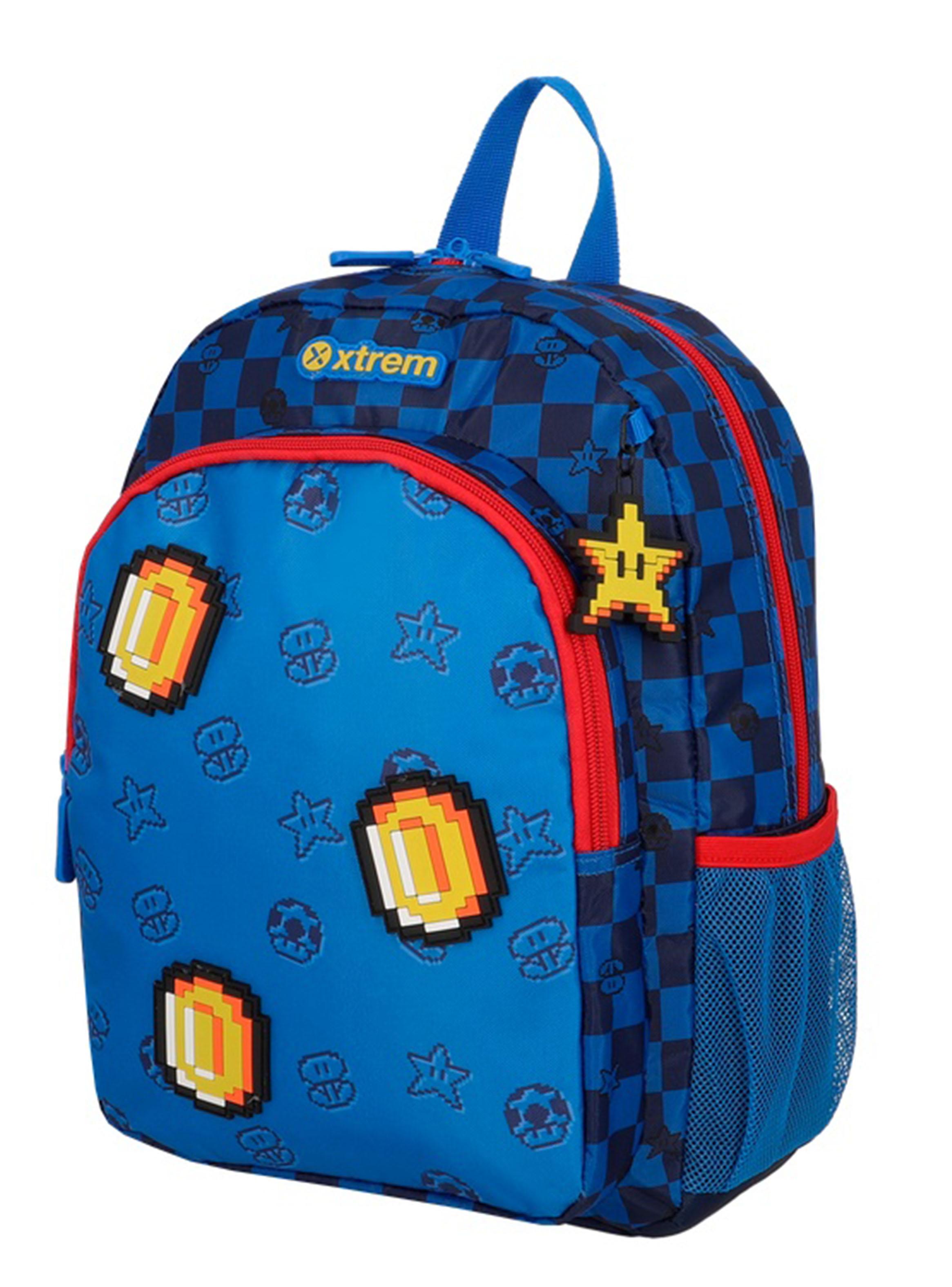 Mochila Escolar Kinder Gamer Azul-2