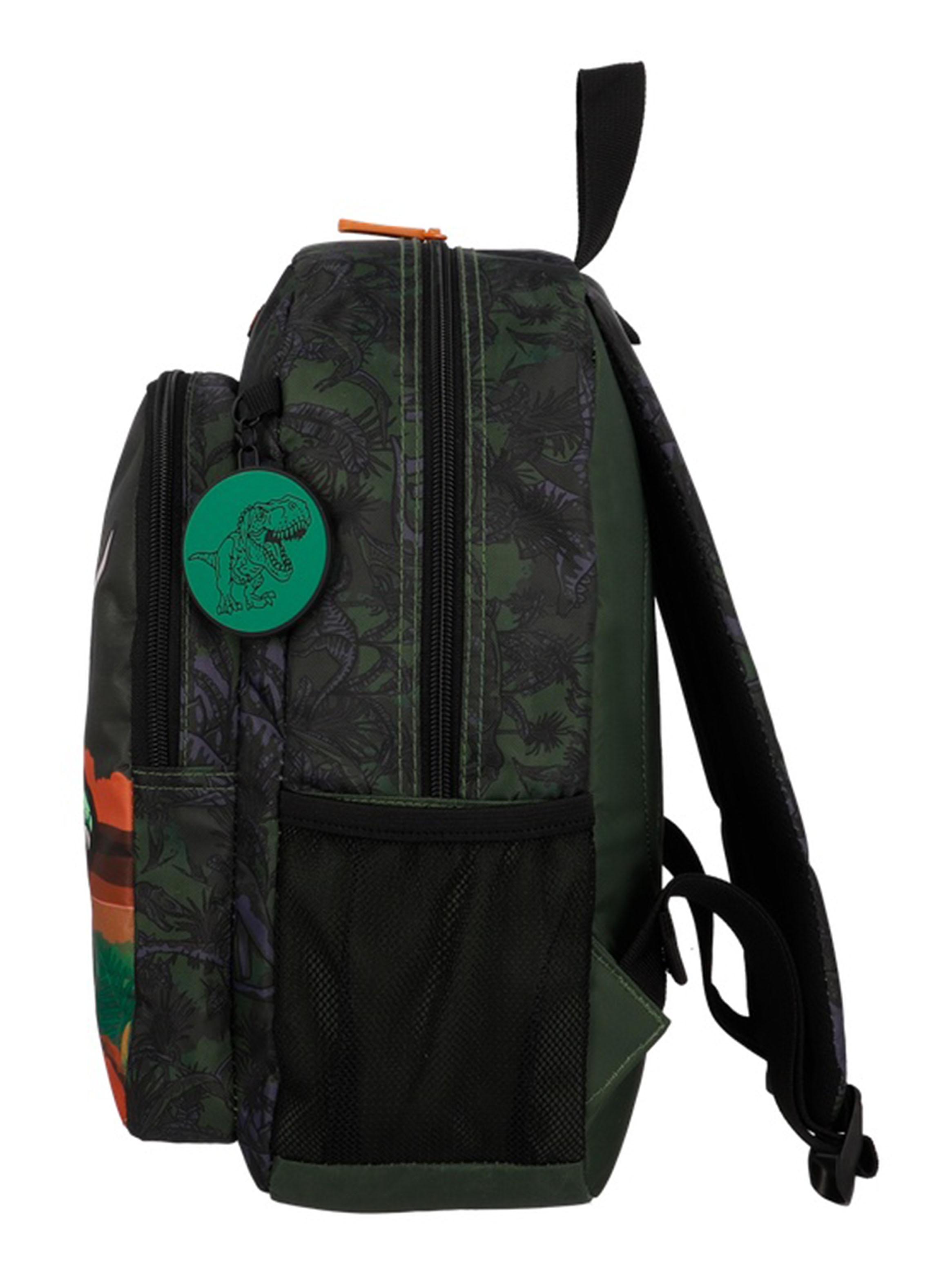 Mochila Escolar Kinder Dino Verde Oliva-3