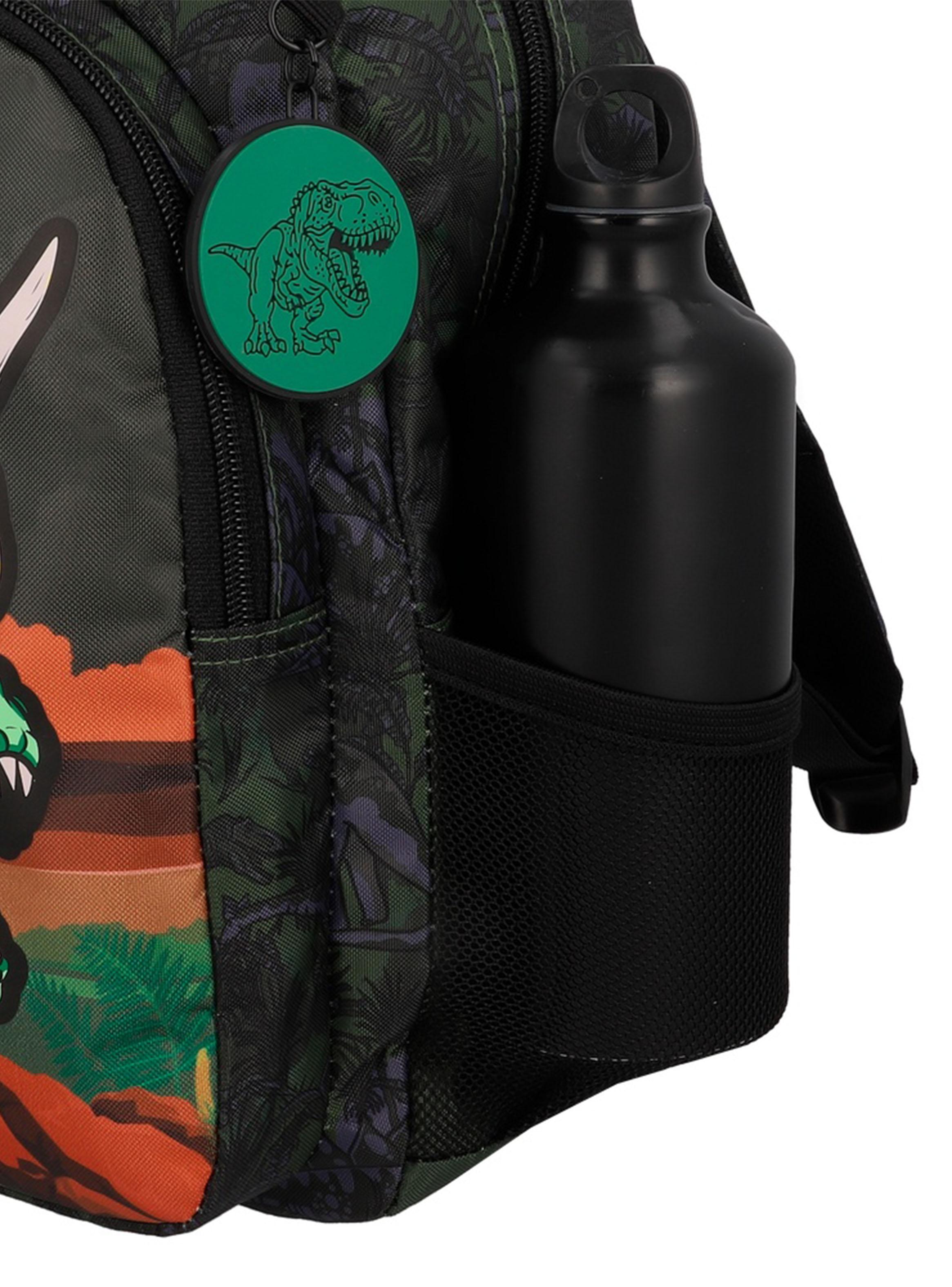 Mochila Escolar Kinder Dino Verde Oliva-4