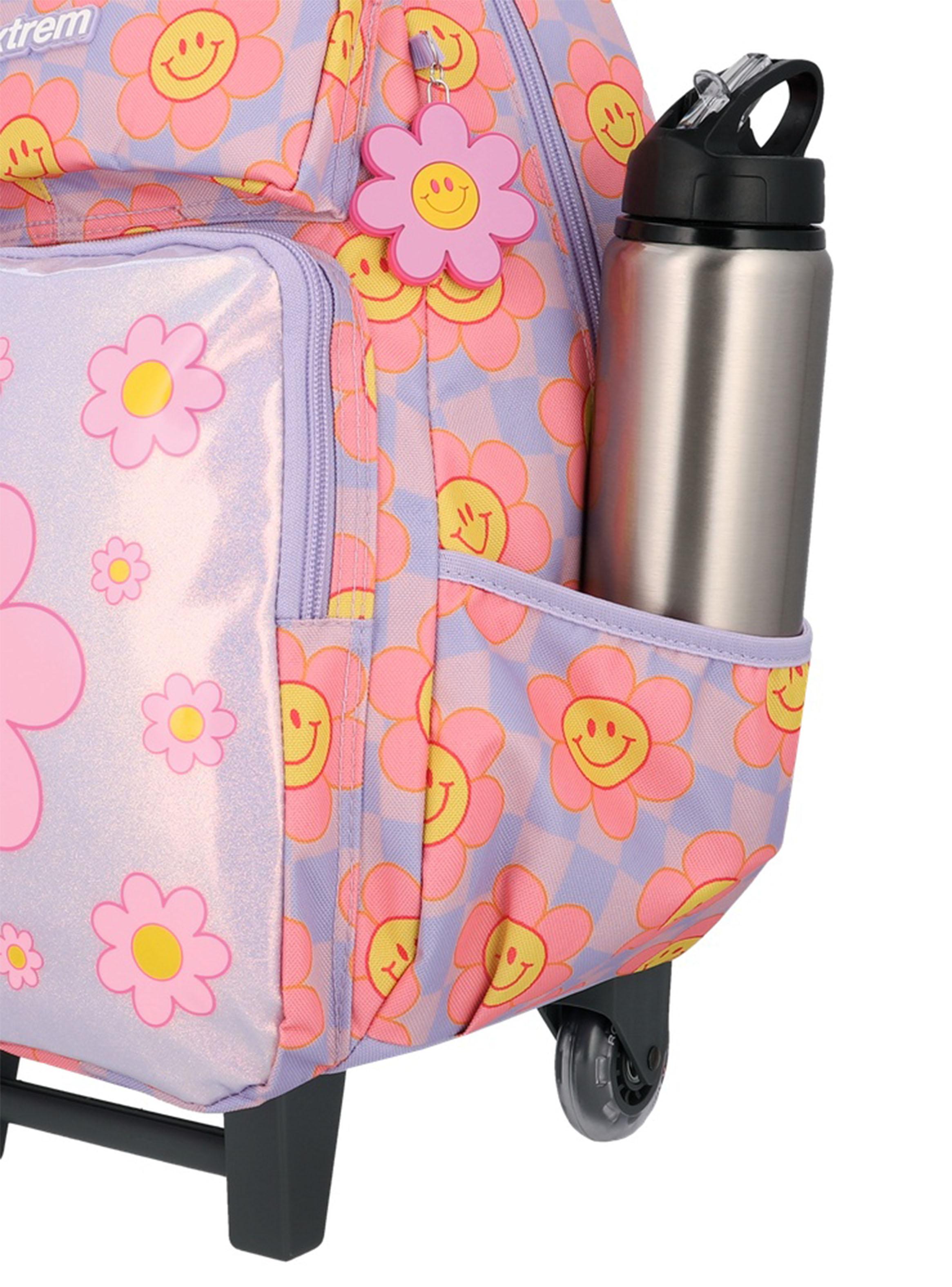 Pack Mochila con Ruedas Run Flores Lila-4