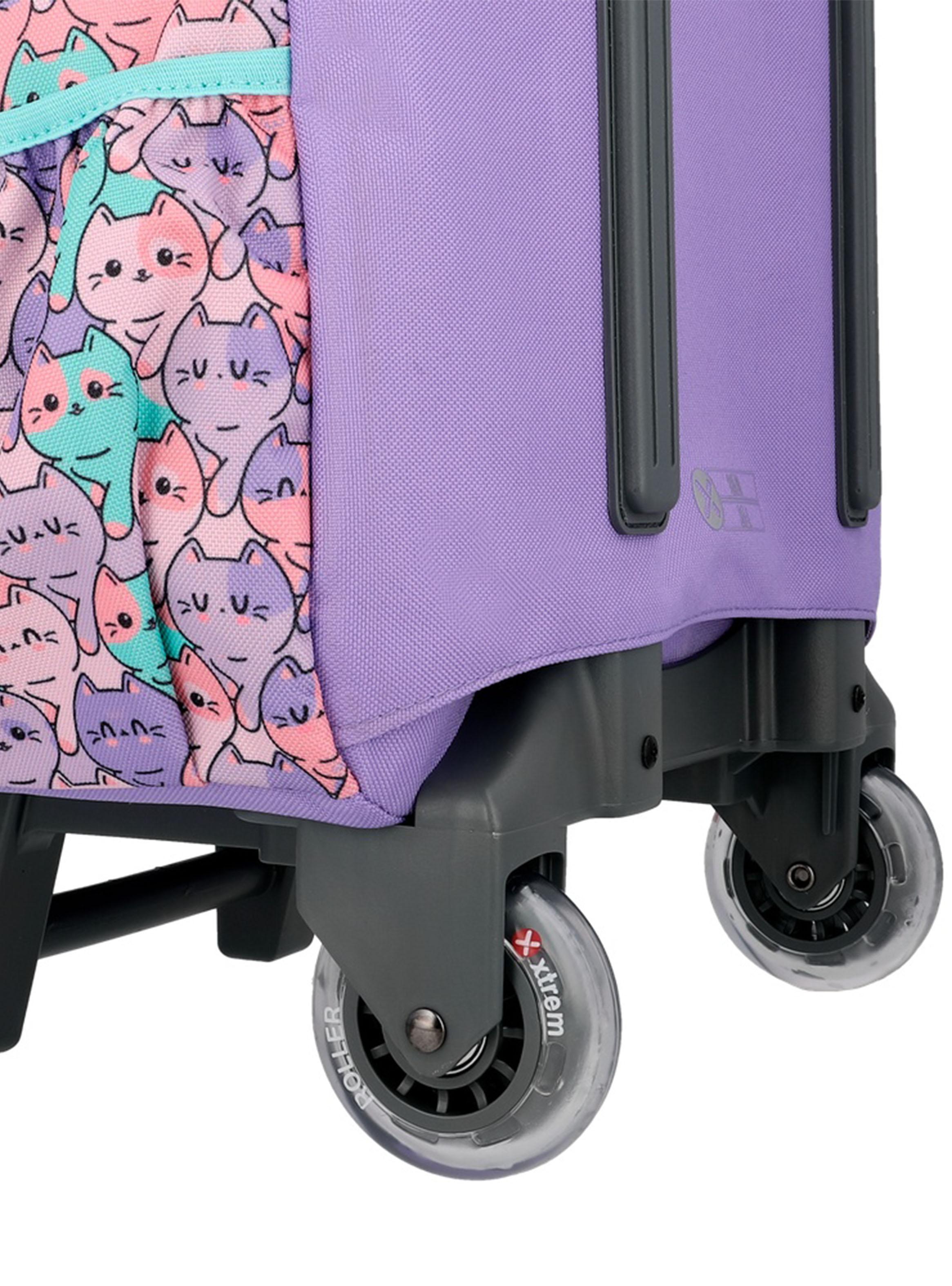 Pack Mochila con Ruedas Run Gatos Lila-3