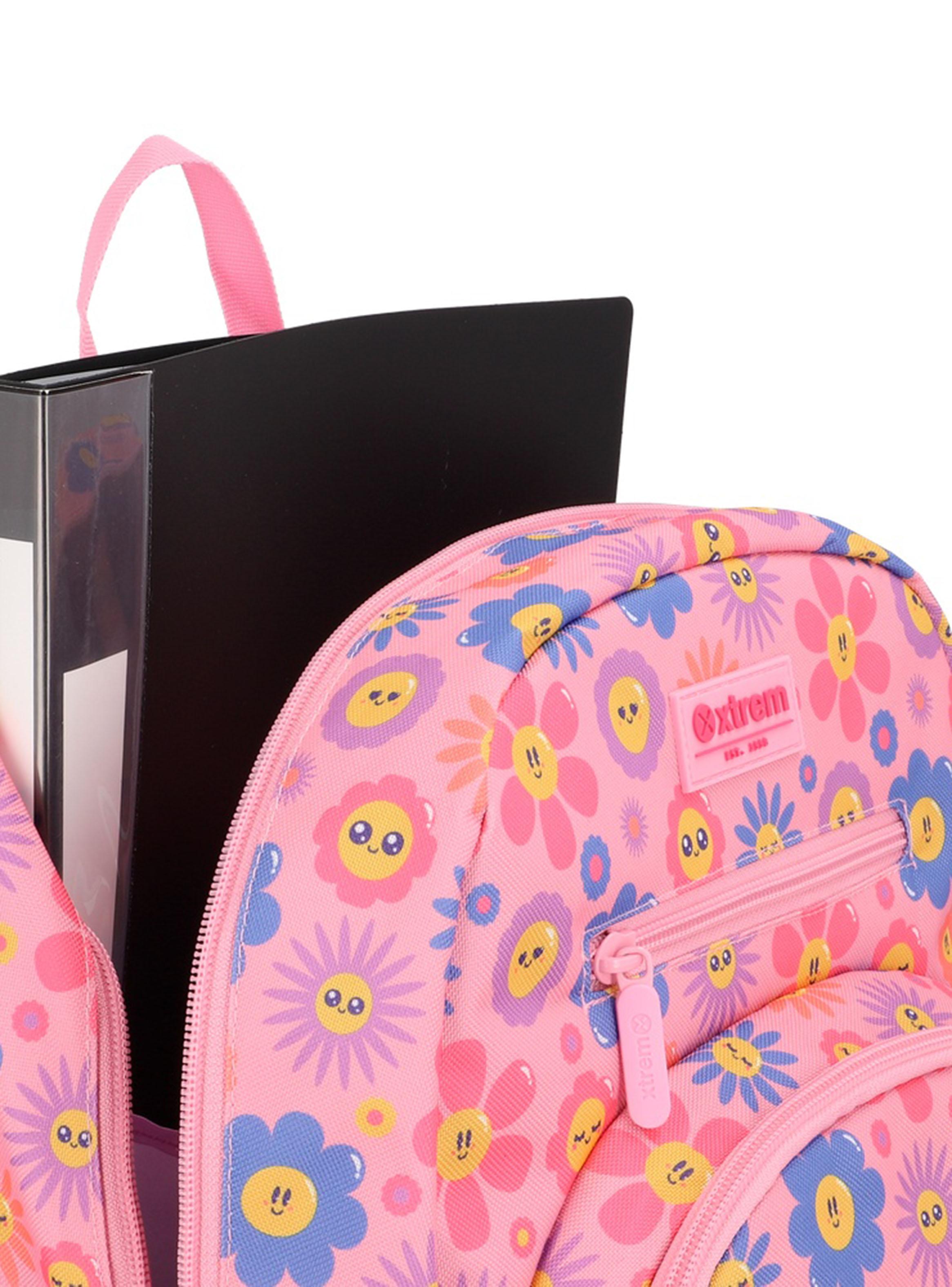 Multipack Mochila Escolar Flores Rosado-2