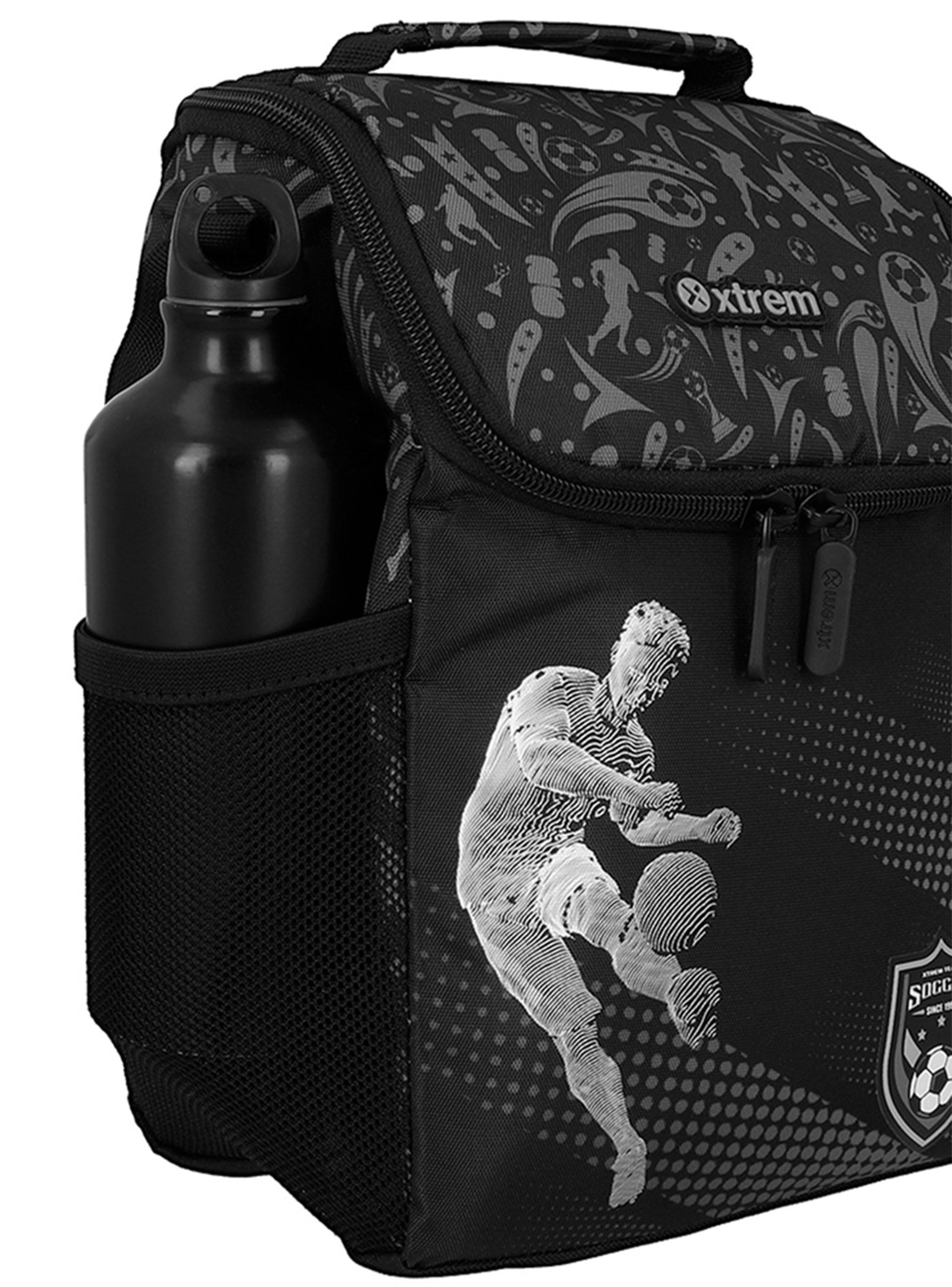 Lonchera Térmica Froster Fútbol Negro y Gris-4
