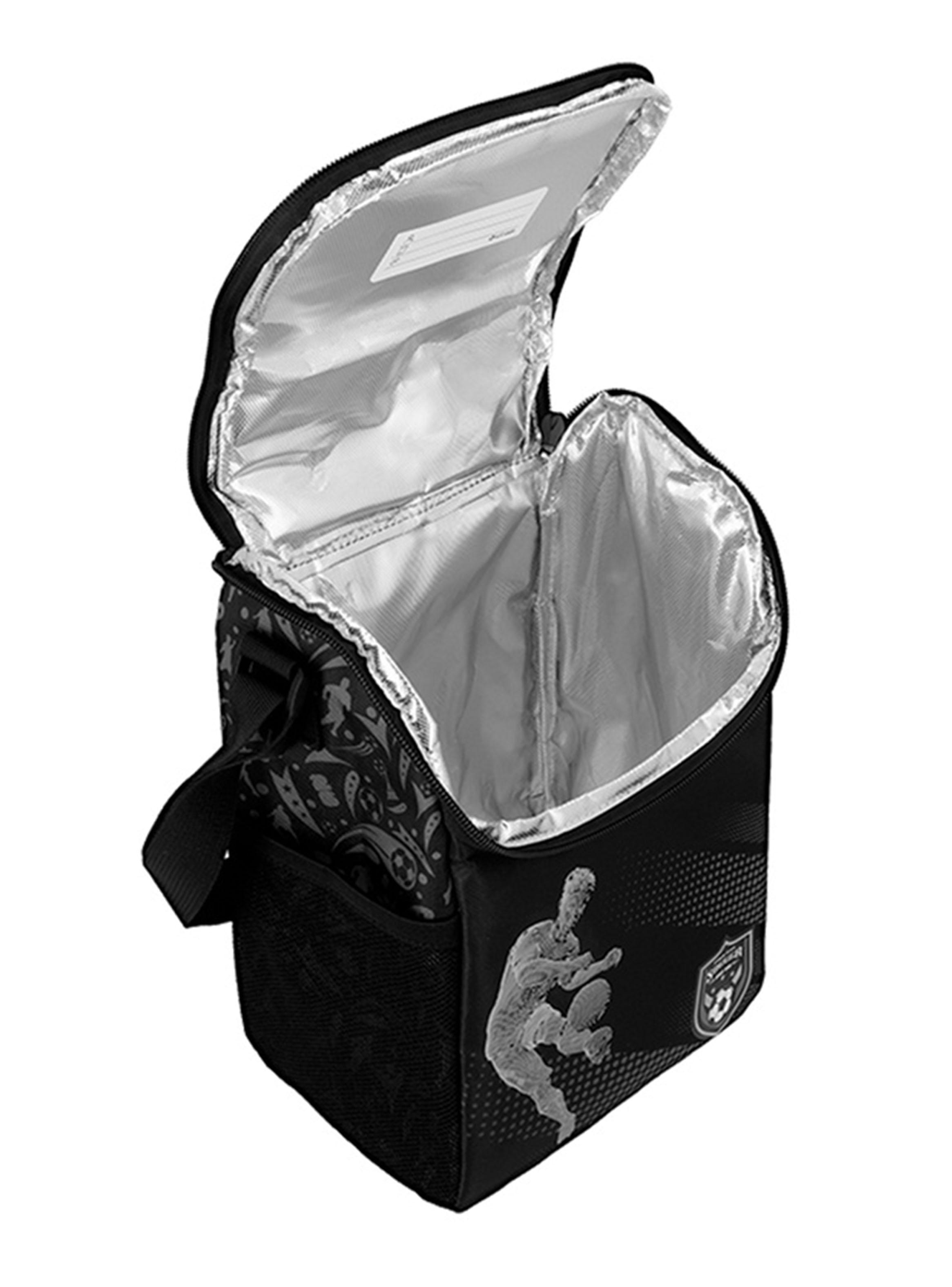 Lonchera Térmica Froster Fútbol Negro y Gris-3