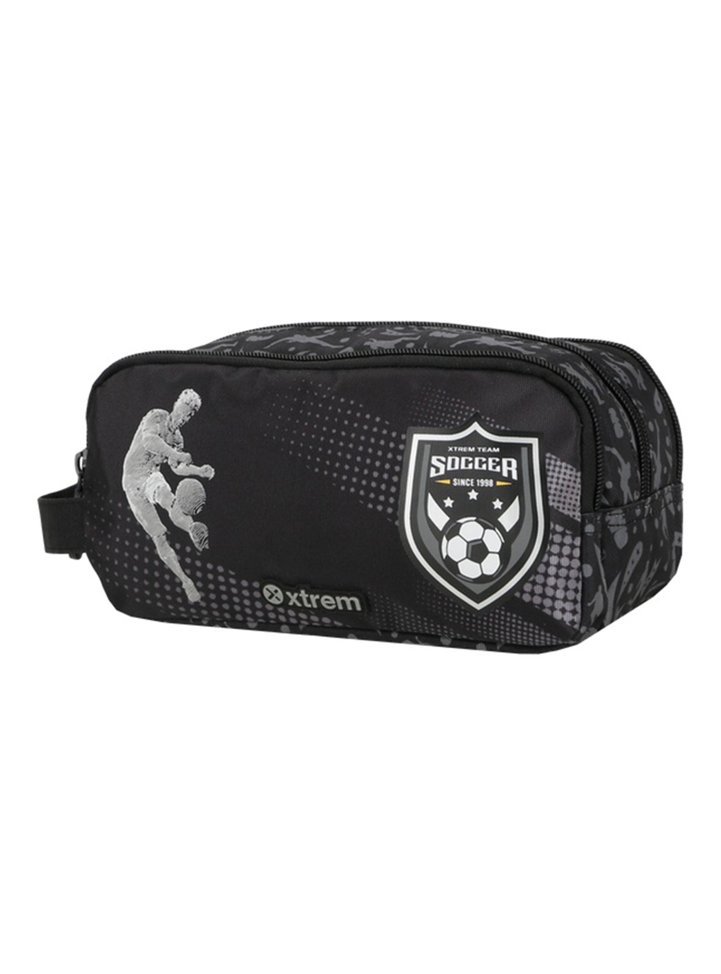 Estuche University+ Fútbol Negro y Gris-2