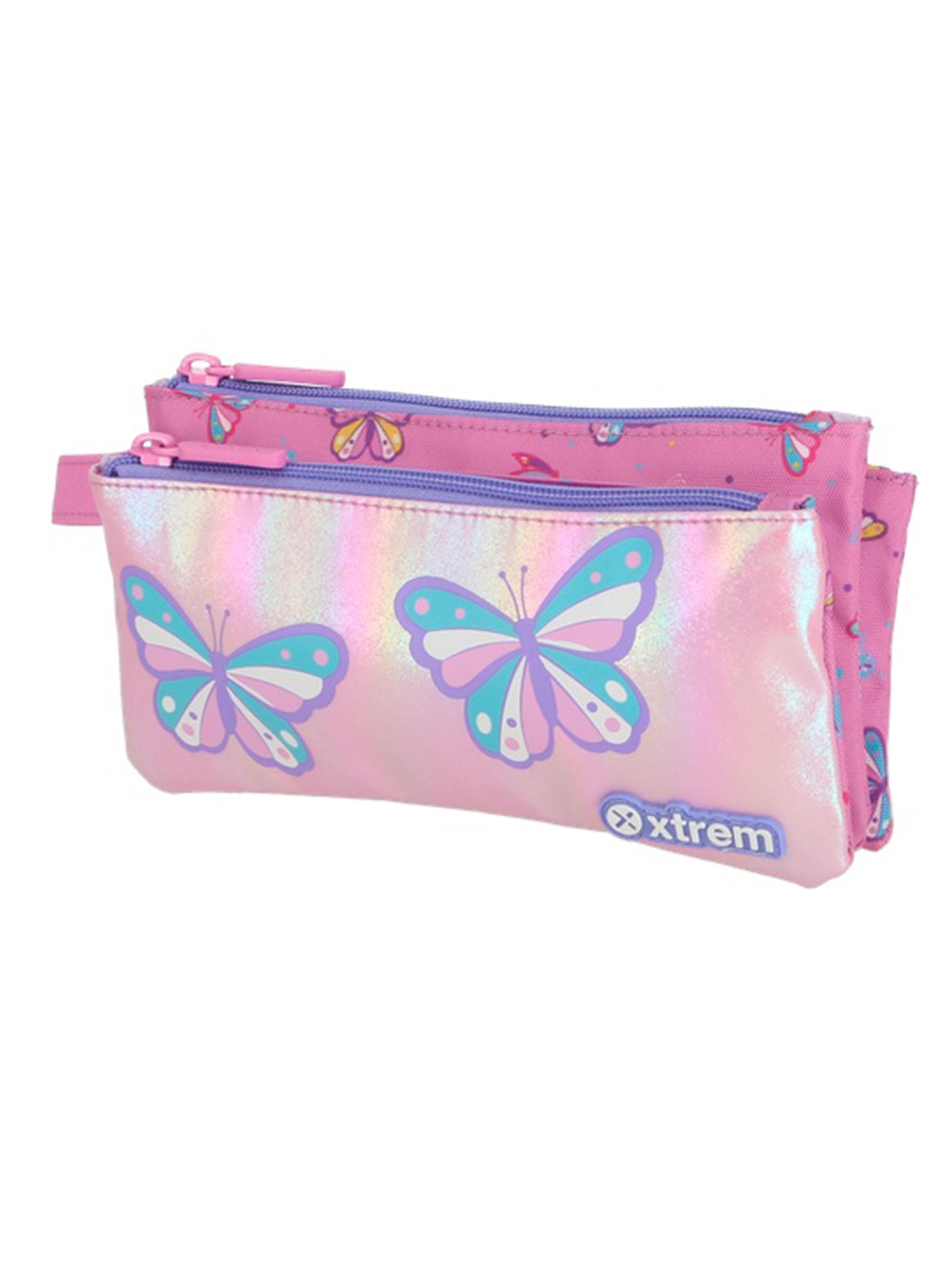 Estuche Trinity Mariposas Rosado y Morado-2