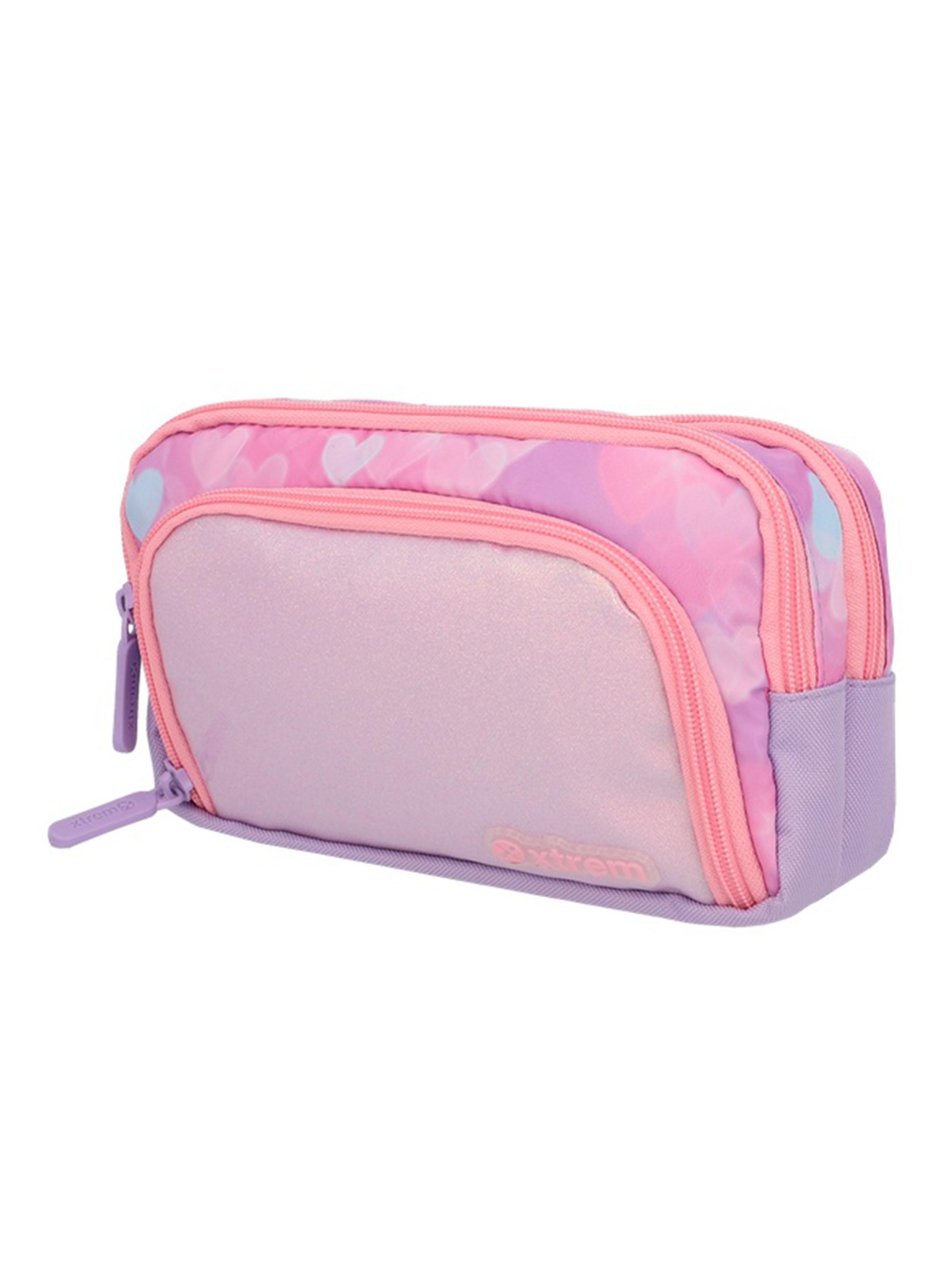 Estuche Zip Art Corazones Rosado-2