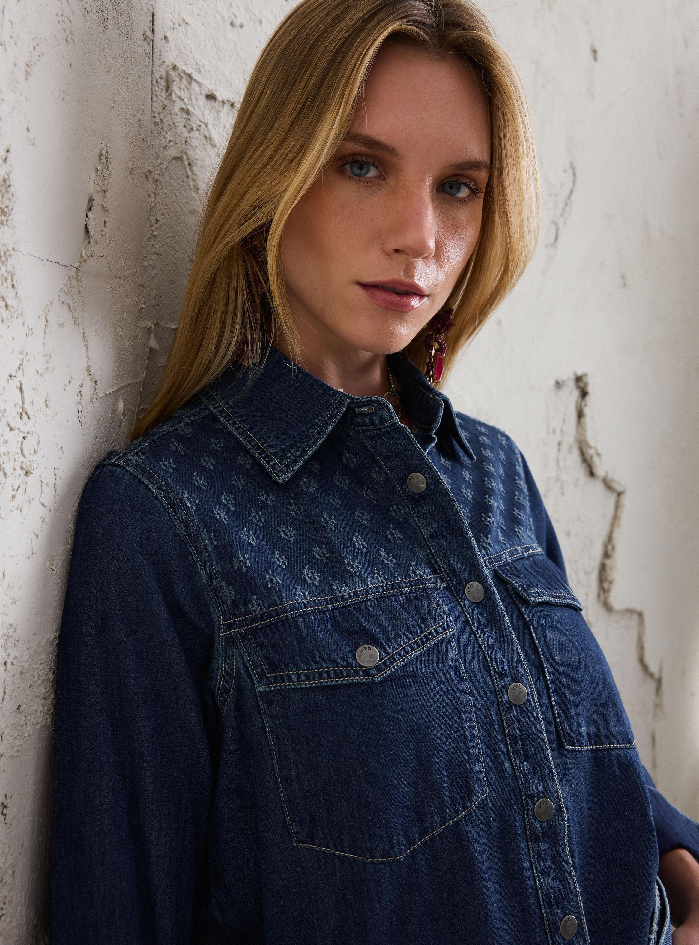 Blusa Denim Textura Desagujada-2