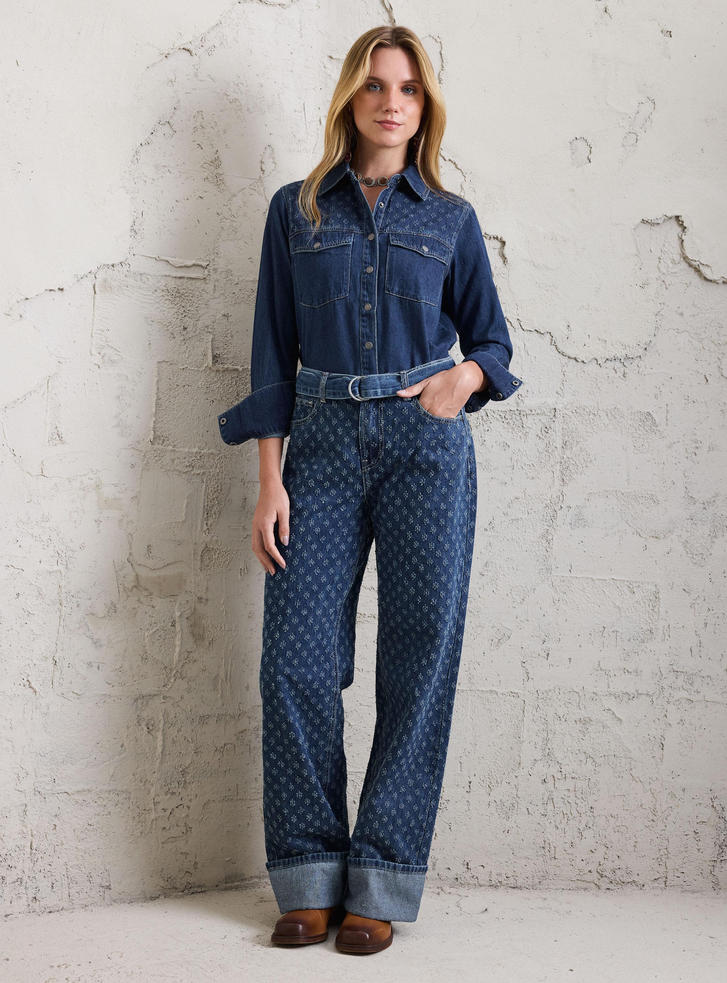 Blusa Denim Textura Desagujada-4