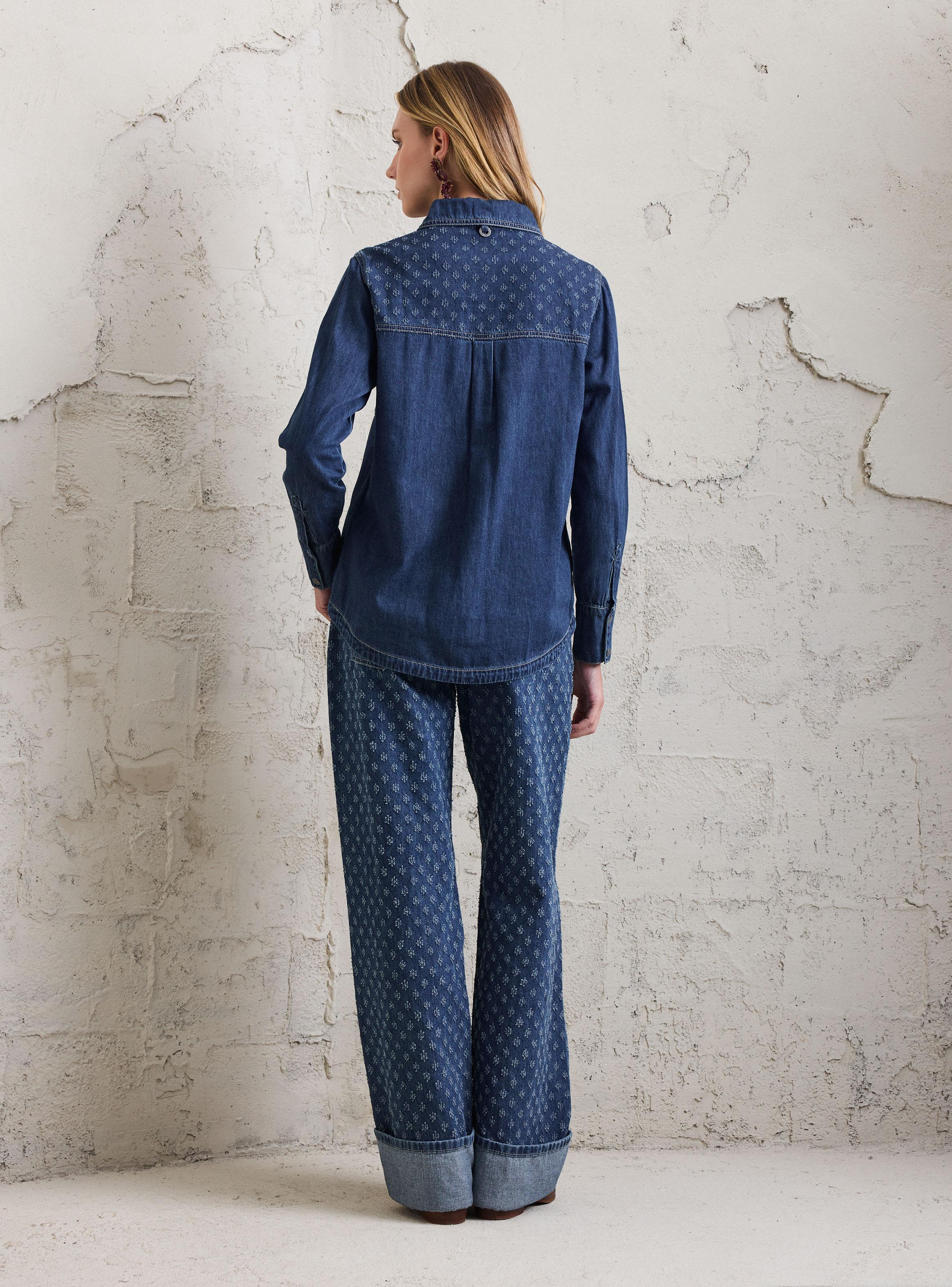 Blusa Denim Textura Desagujada-5