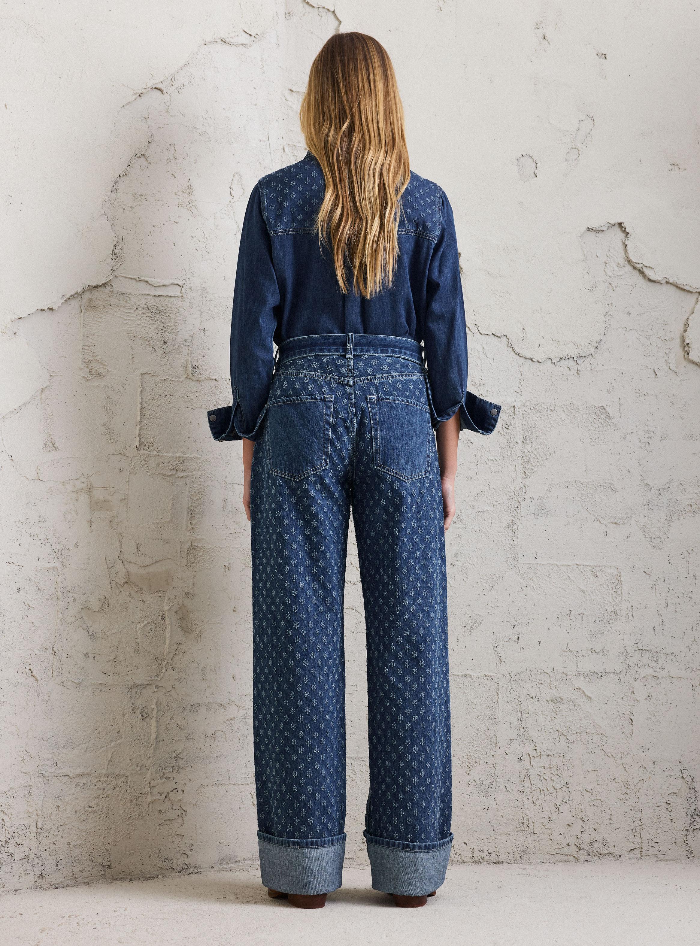 Jeans Denim Textura Desagujada y Bolsillo-5