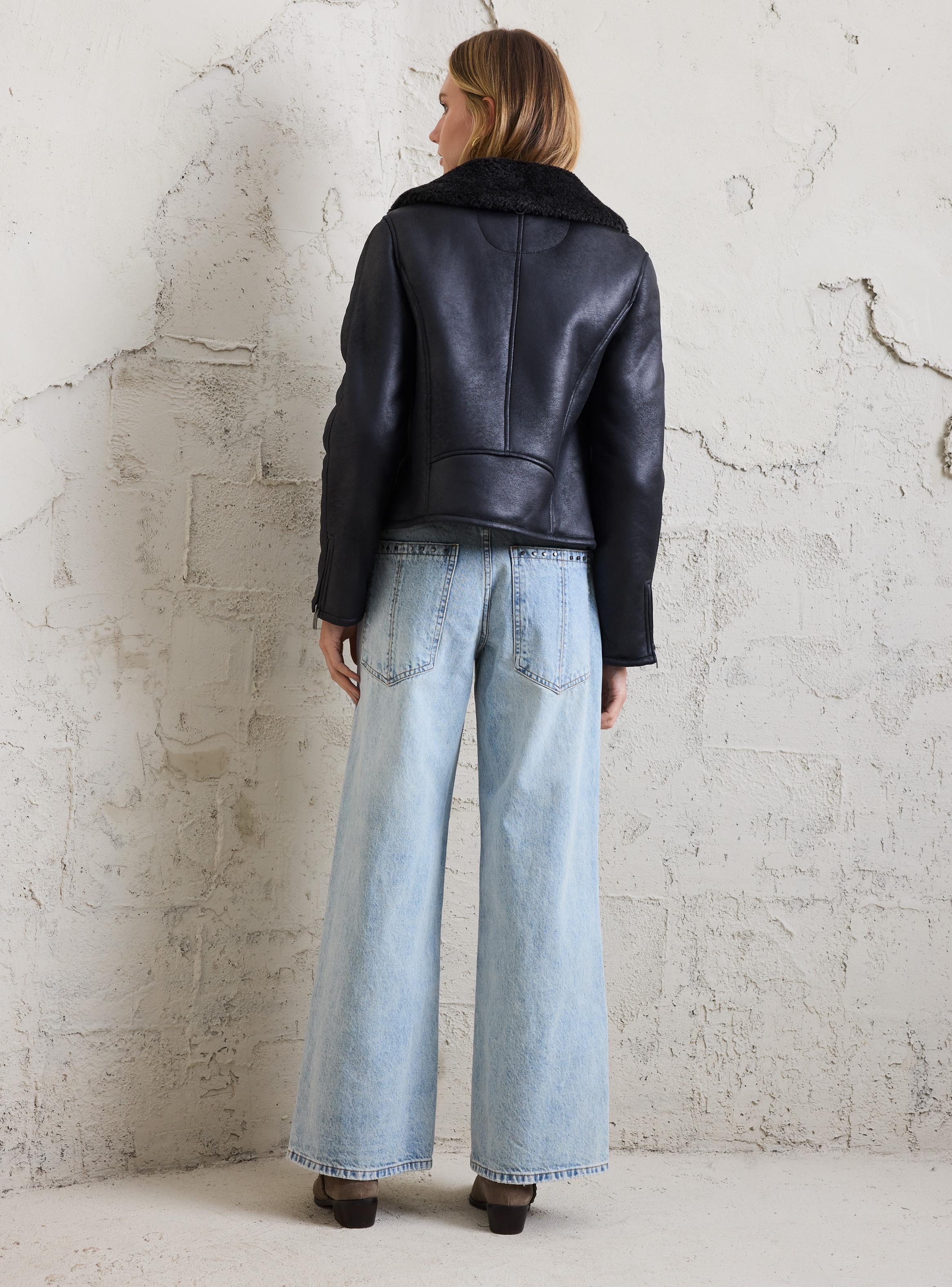 Chaqueta Aviadora Look Cuero y Sherpa-5