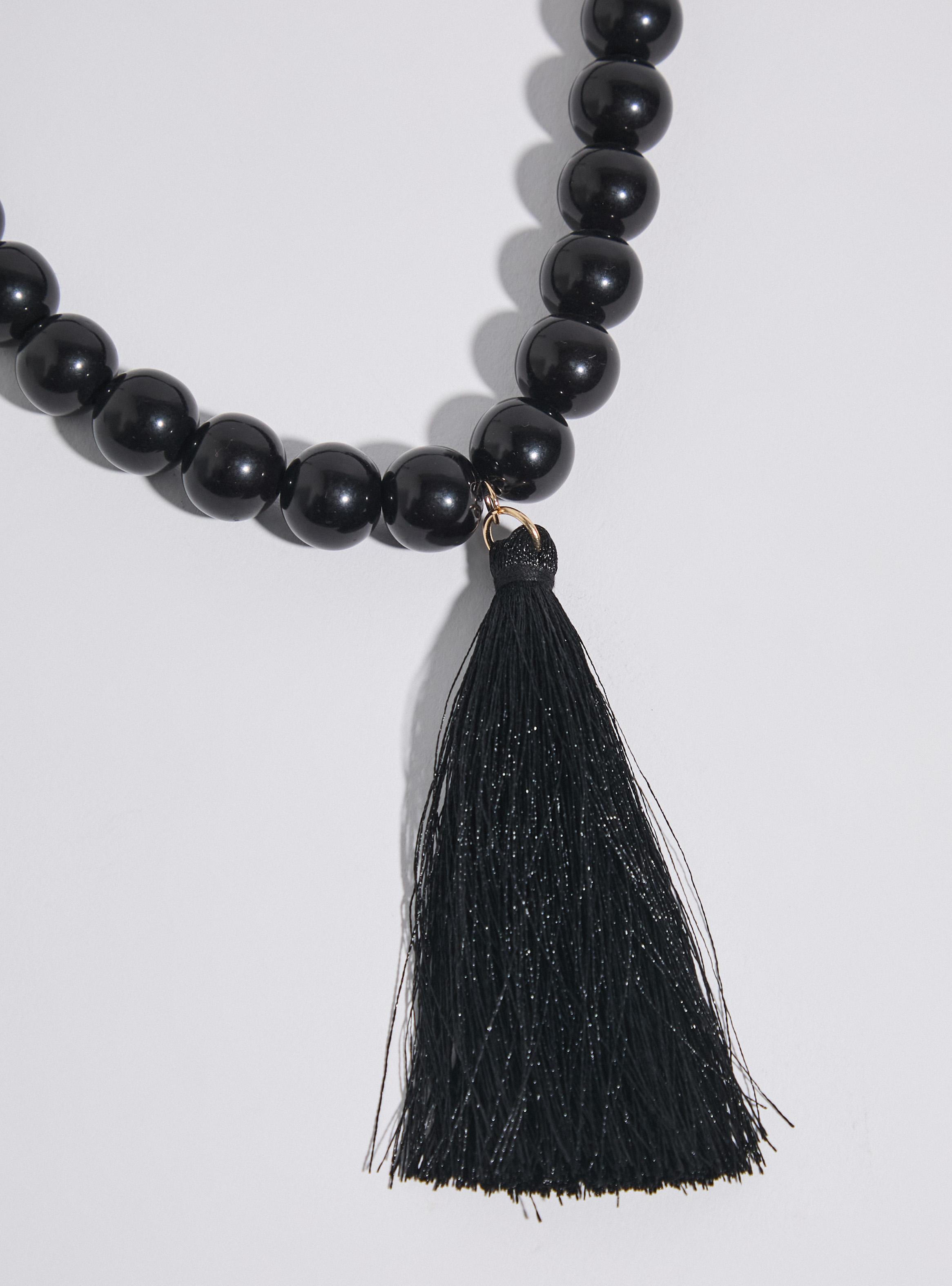 Collar Largo de Mostacillas y Pompón-2