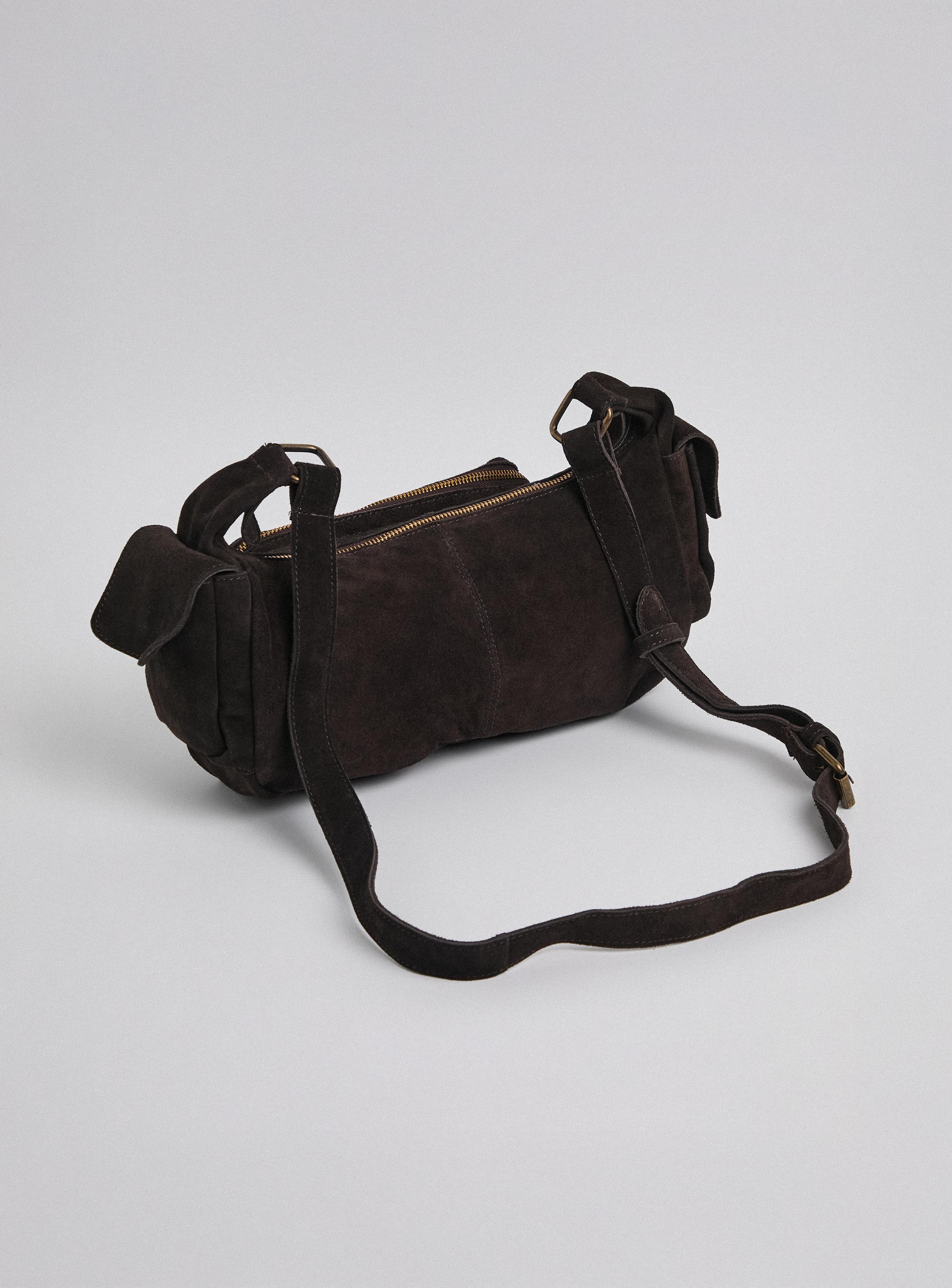 Cartera de Hombro Tipo Cargo de Gamuza-4