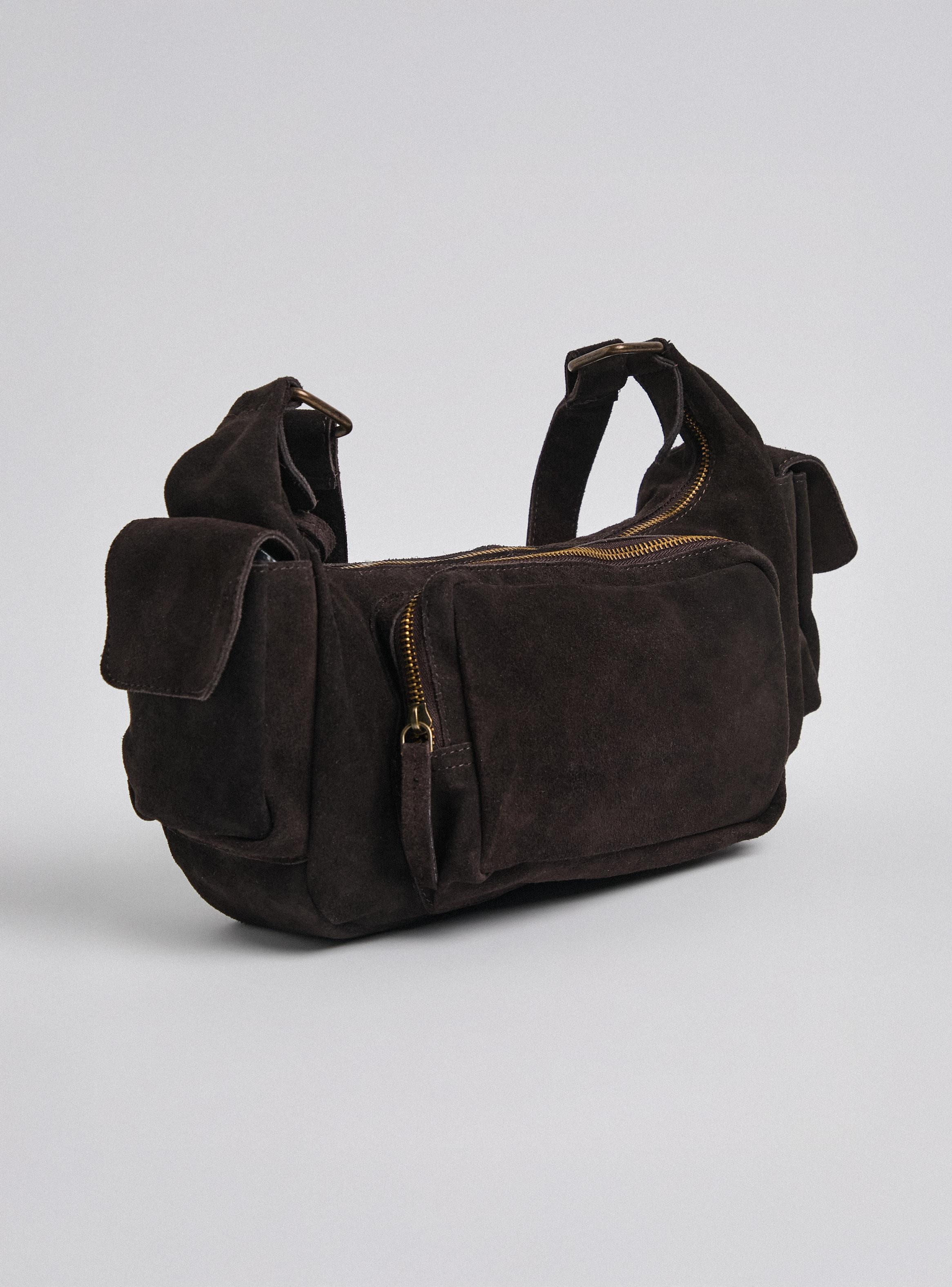 Cartera de Hombro Tipo Cargo de Gamuza-3