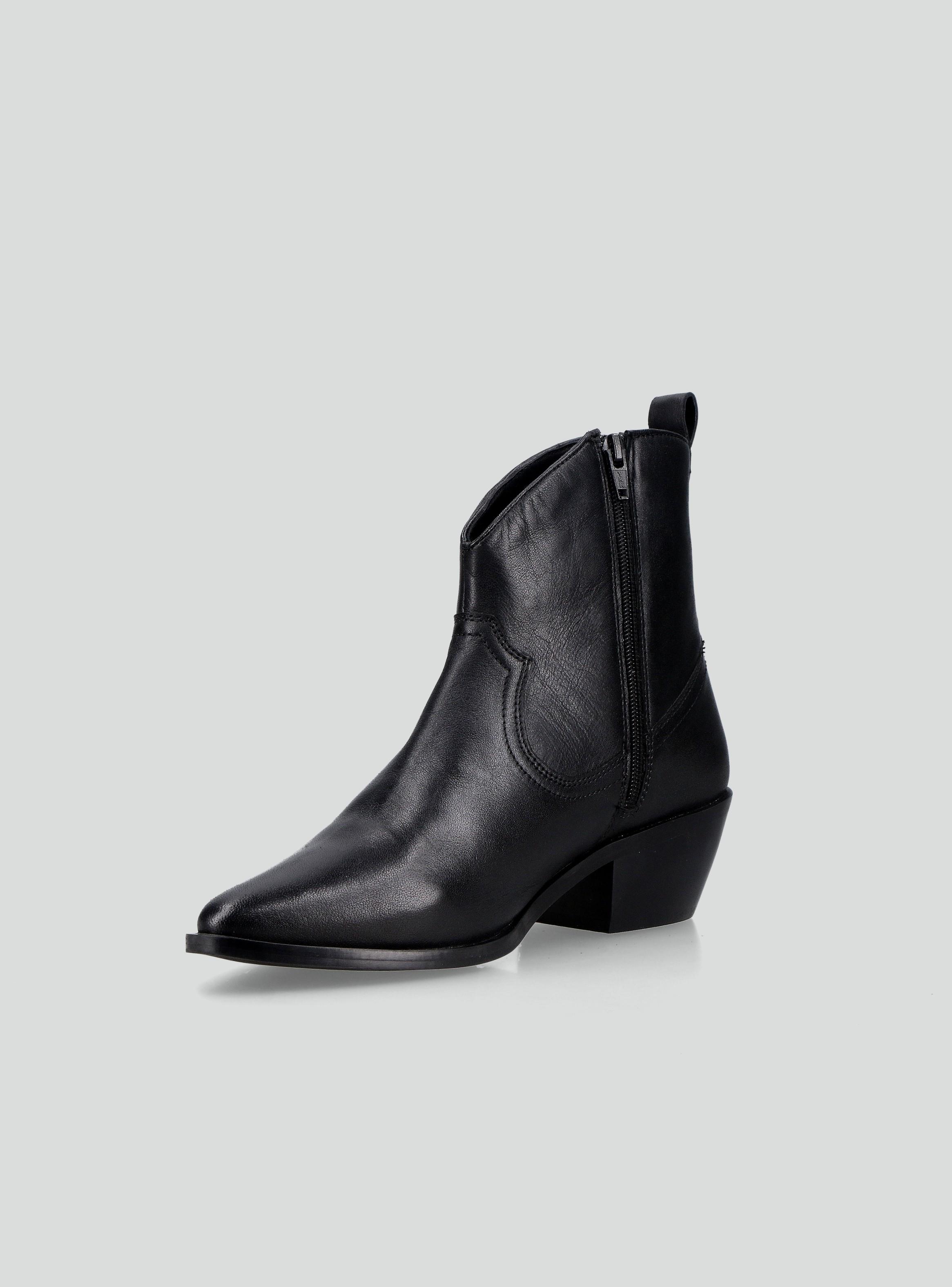 Botín con Escote Frontal Cuero Mujer-2