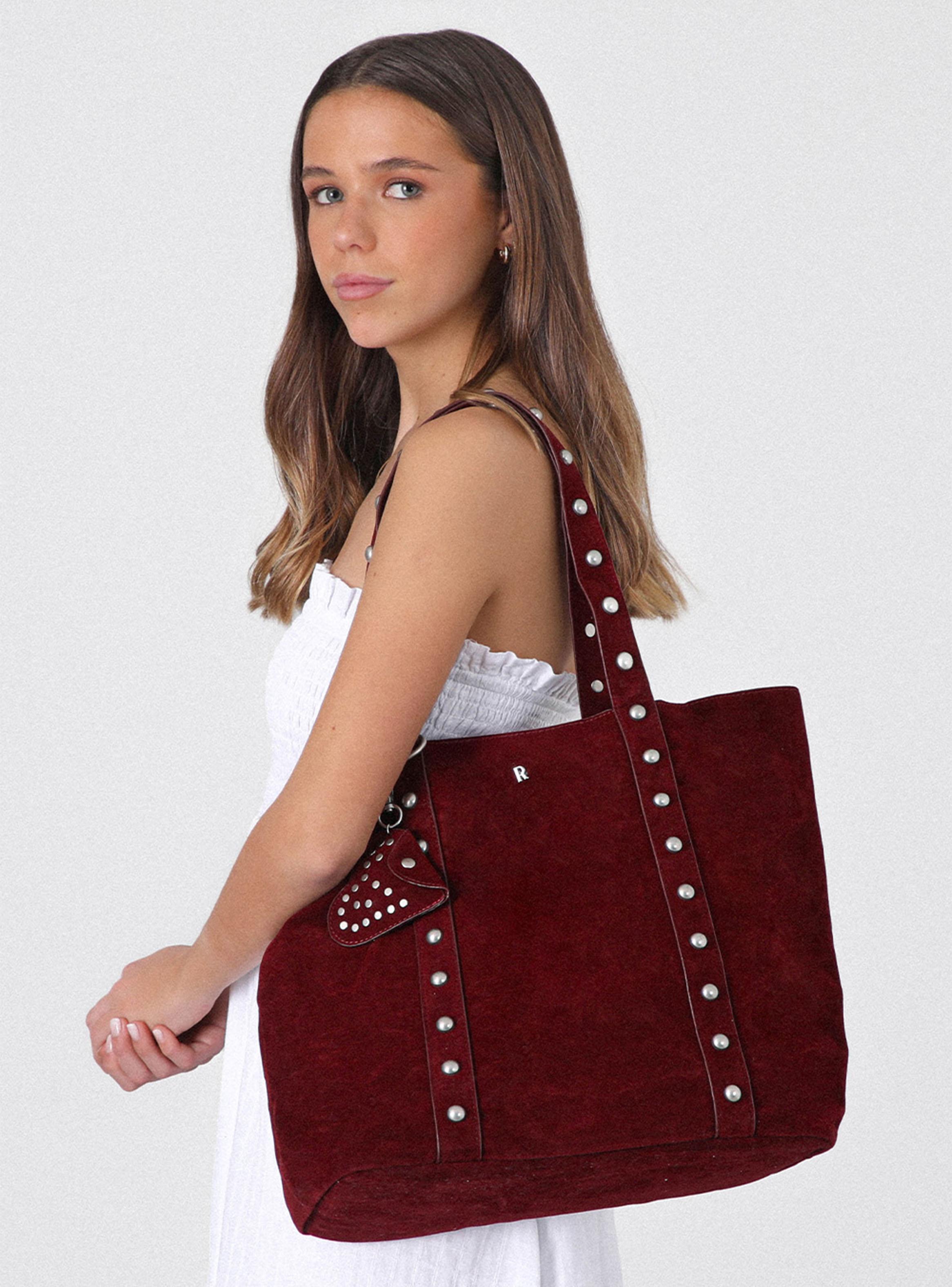 Cartera Shopper Tachas Burgundy-1