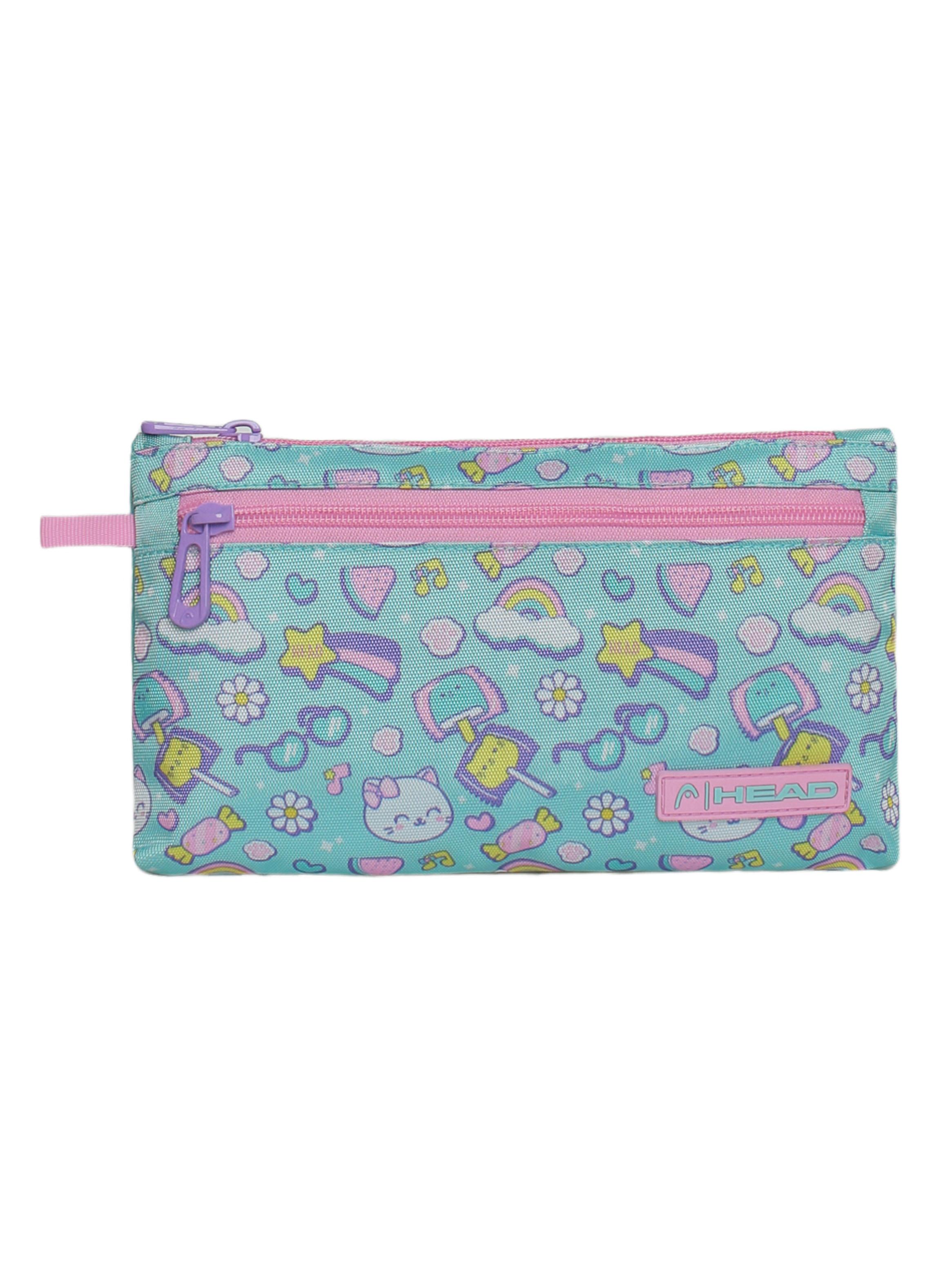 Pack Top Infantil Escolar Cat Print Menta-3