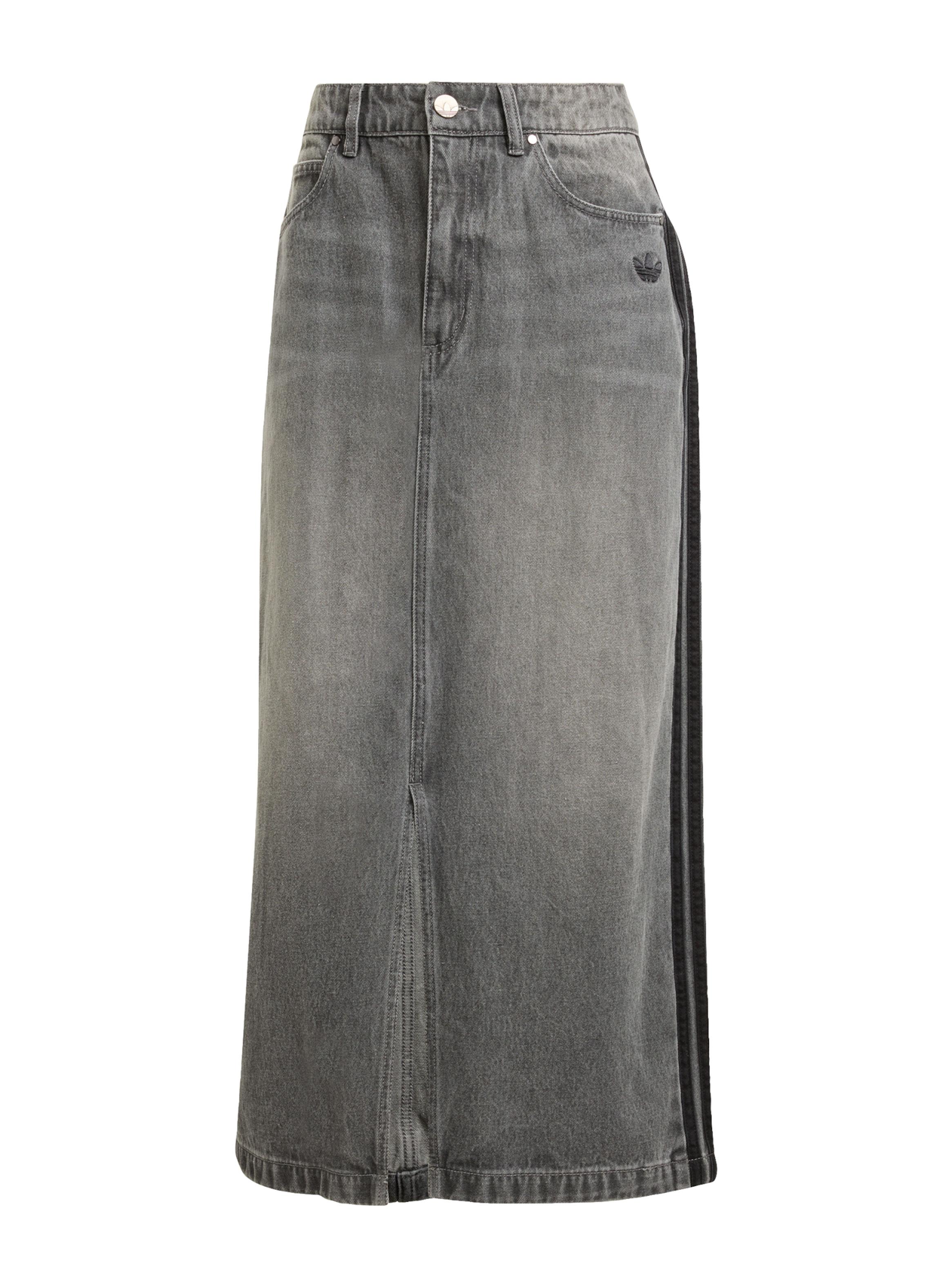 Falda Lápiz Tejido Denim de 3 Tiras Adicolor-5