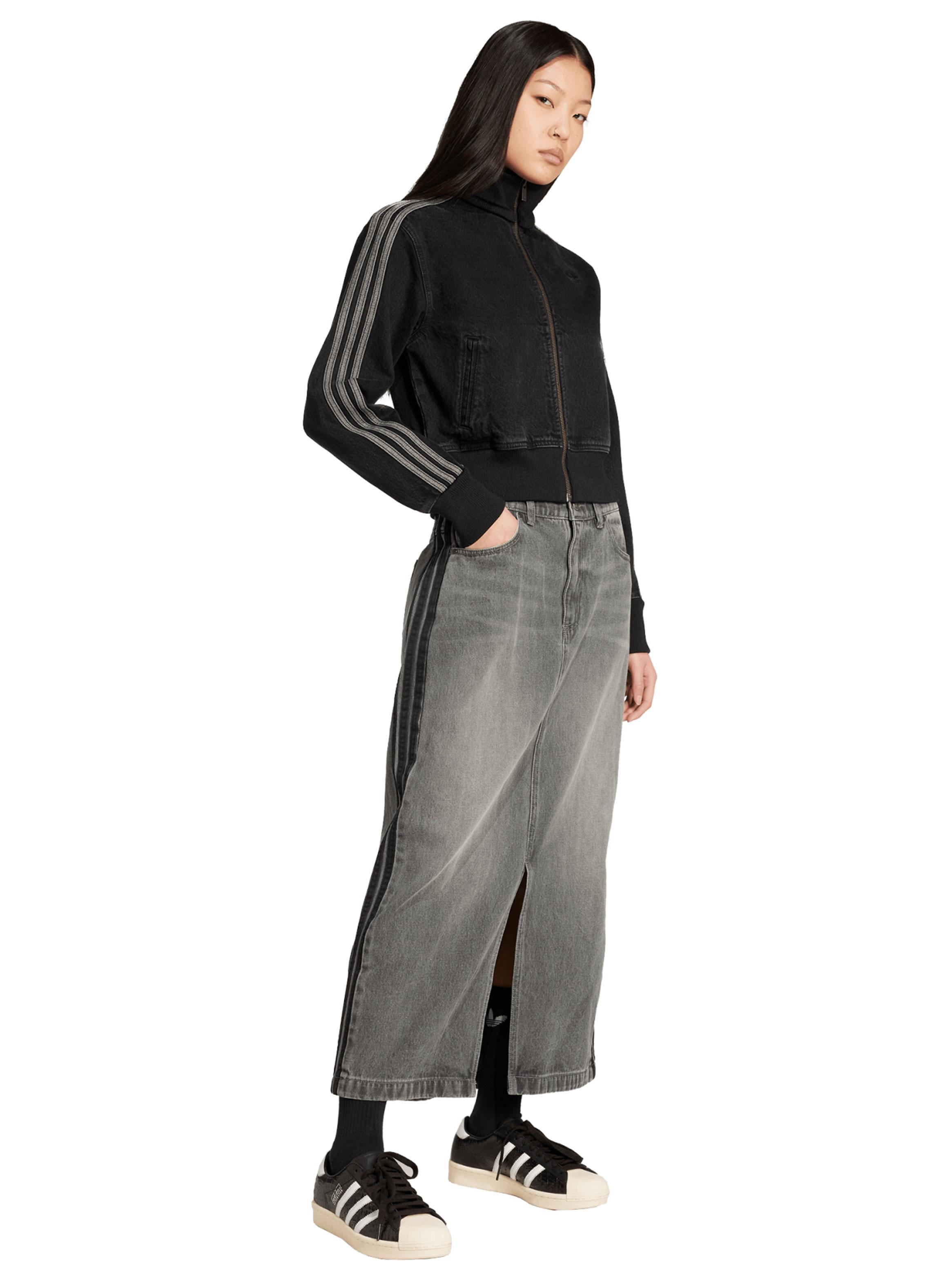 Falda Lápiz Tejido Denim de 3 Tiras Adicolor-4