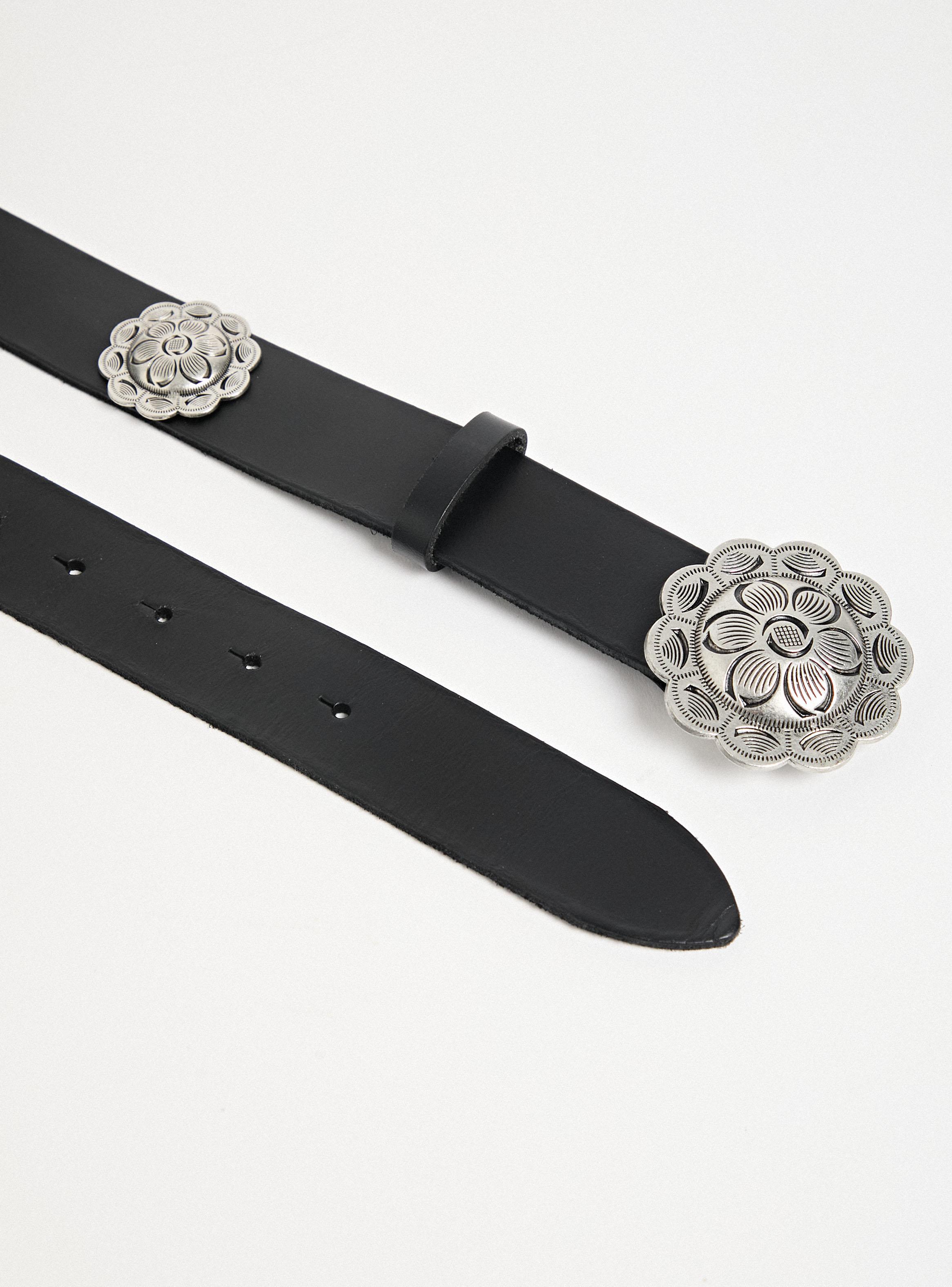 Cinturón de Cuero con Hebilla Diseño Flor-2