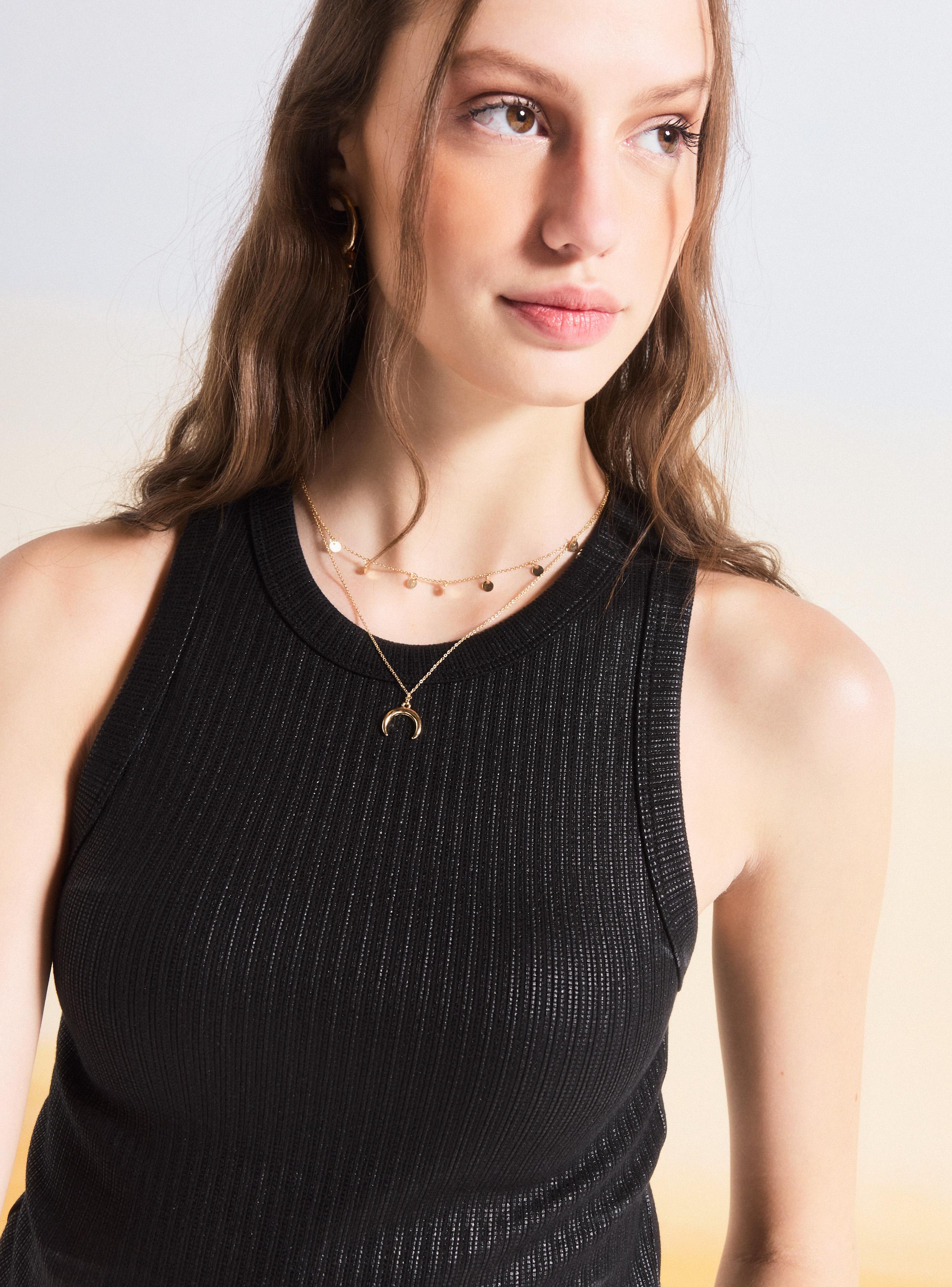 Polera sin Mangas Estampado Folia Brillantes-2