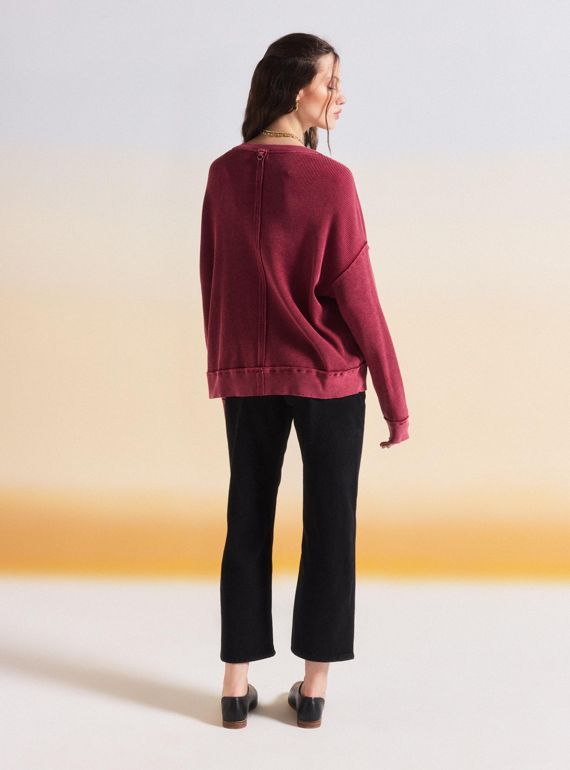 Sweater Waffle de Manga Larga Relajado-5