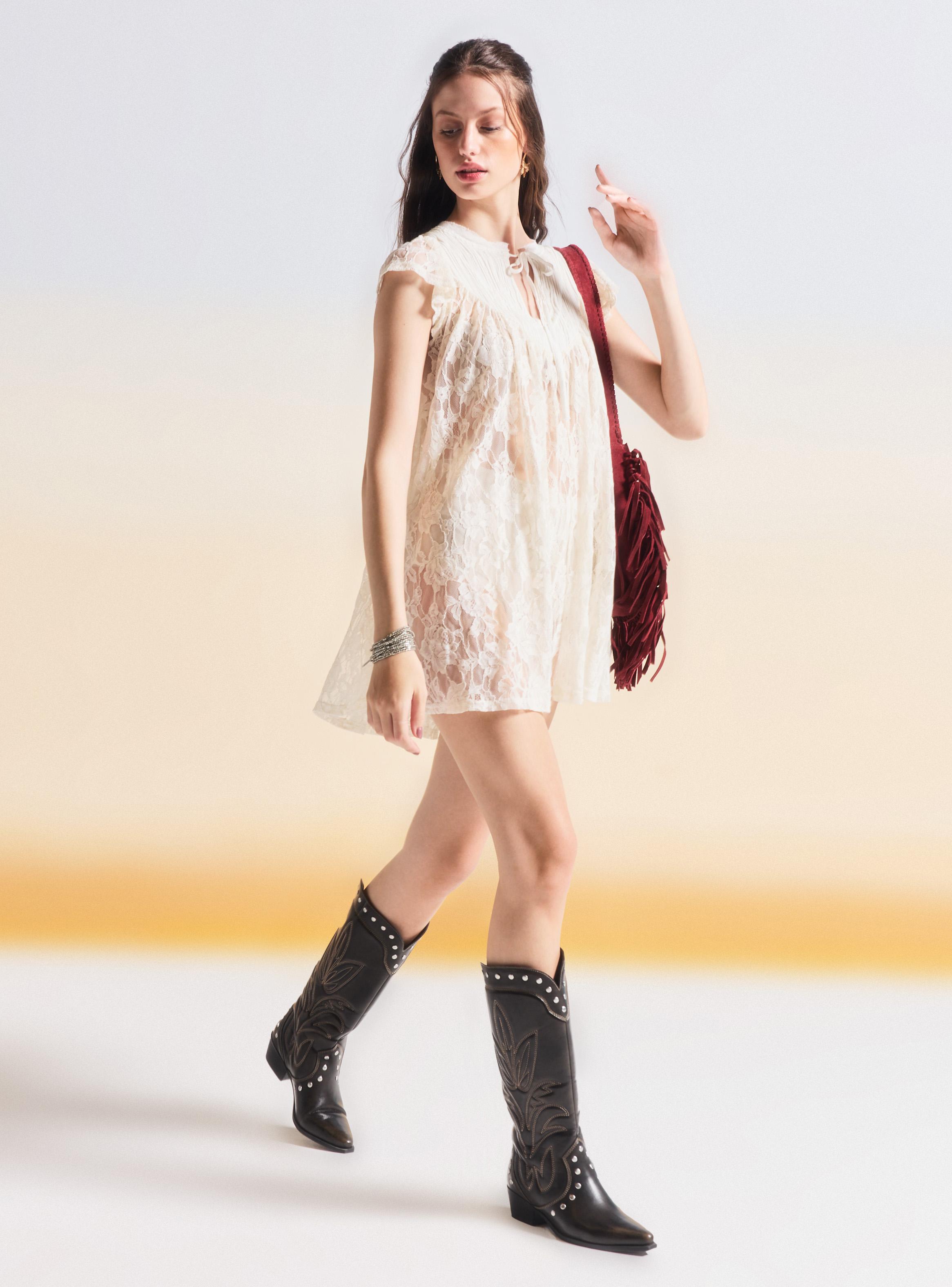 Vestido Plisado con Encaje Oversize Festival-4