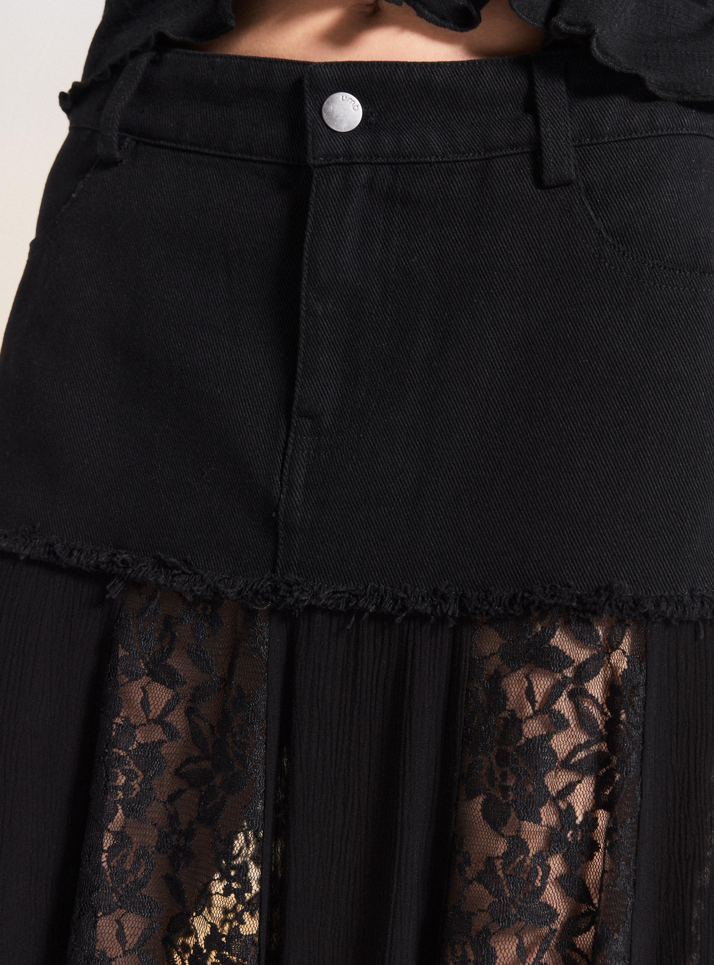 Falda Maxi Festival con Encaje y Denim-2