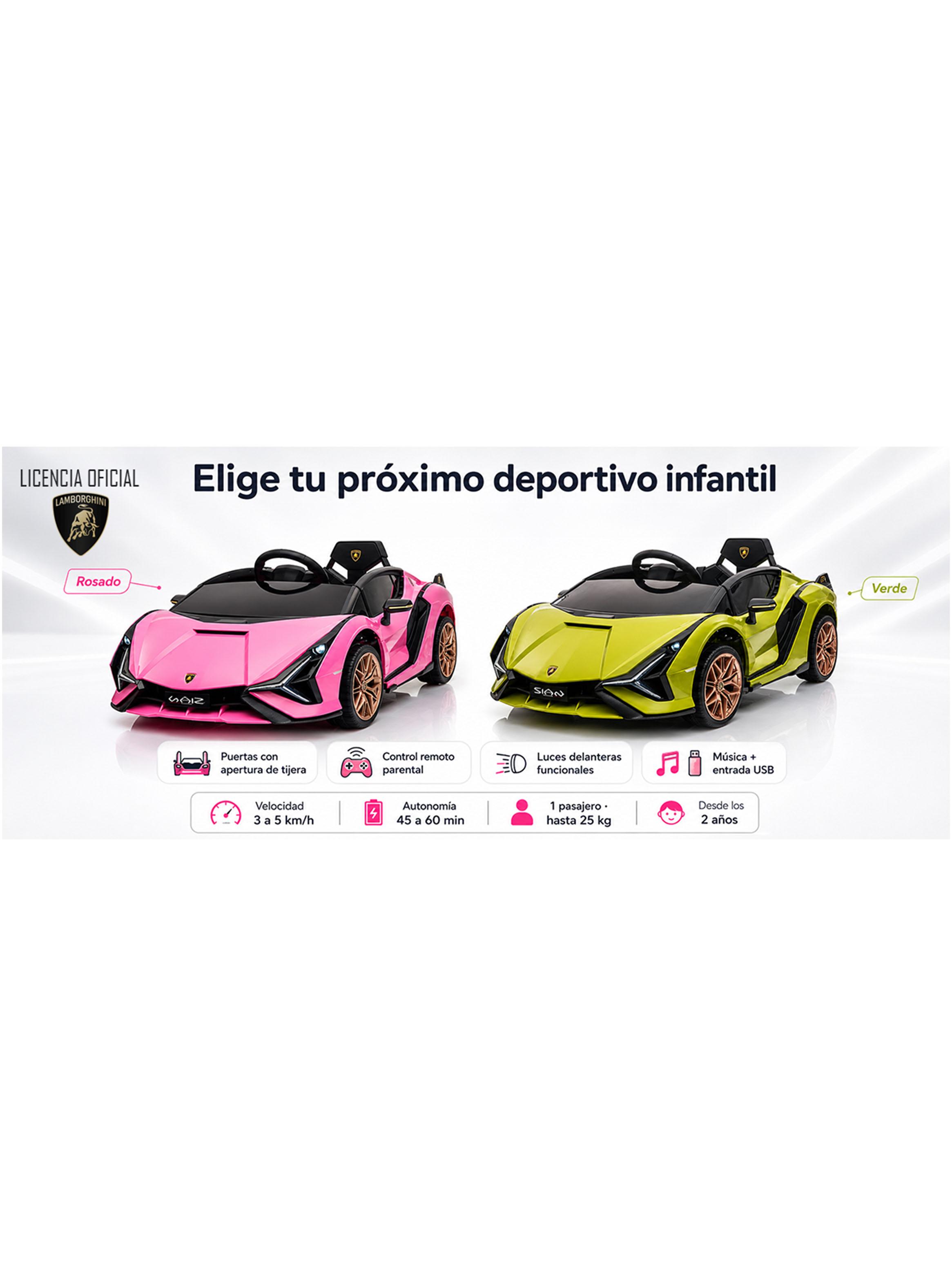 Auto a Batería Lamborghini Rosado-2