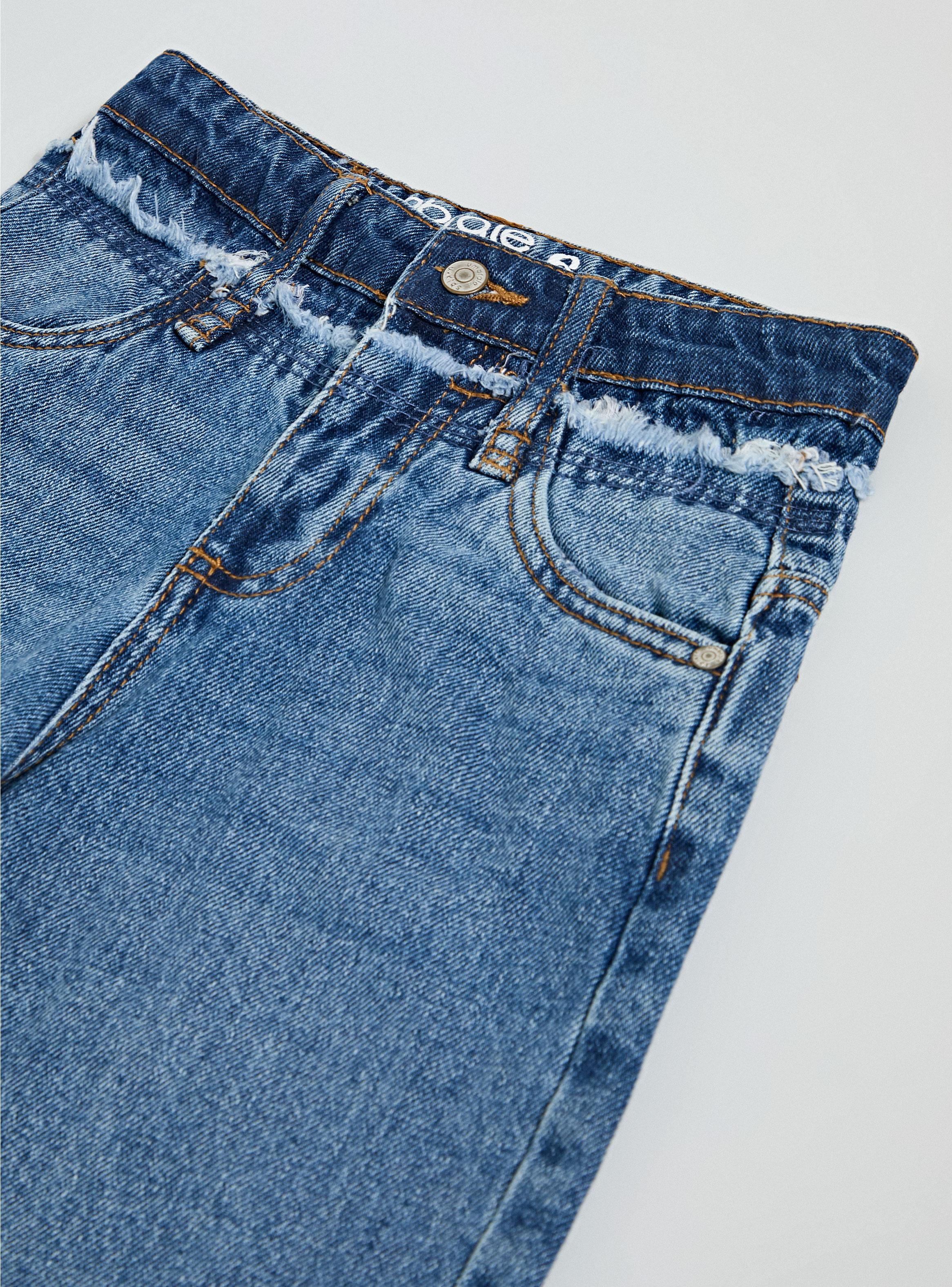 Jeans Wide Leg con Bordes Desgastado-2