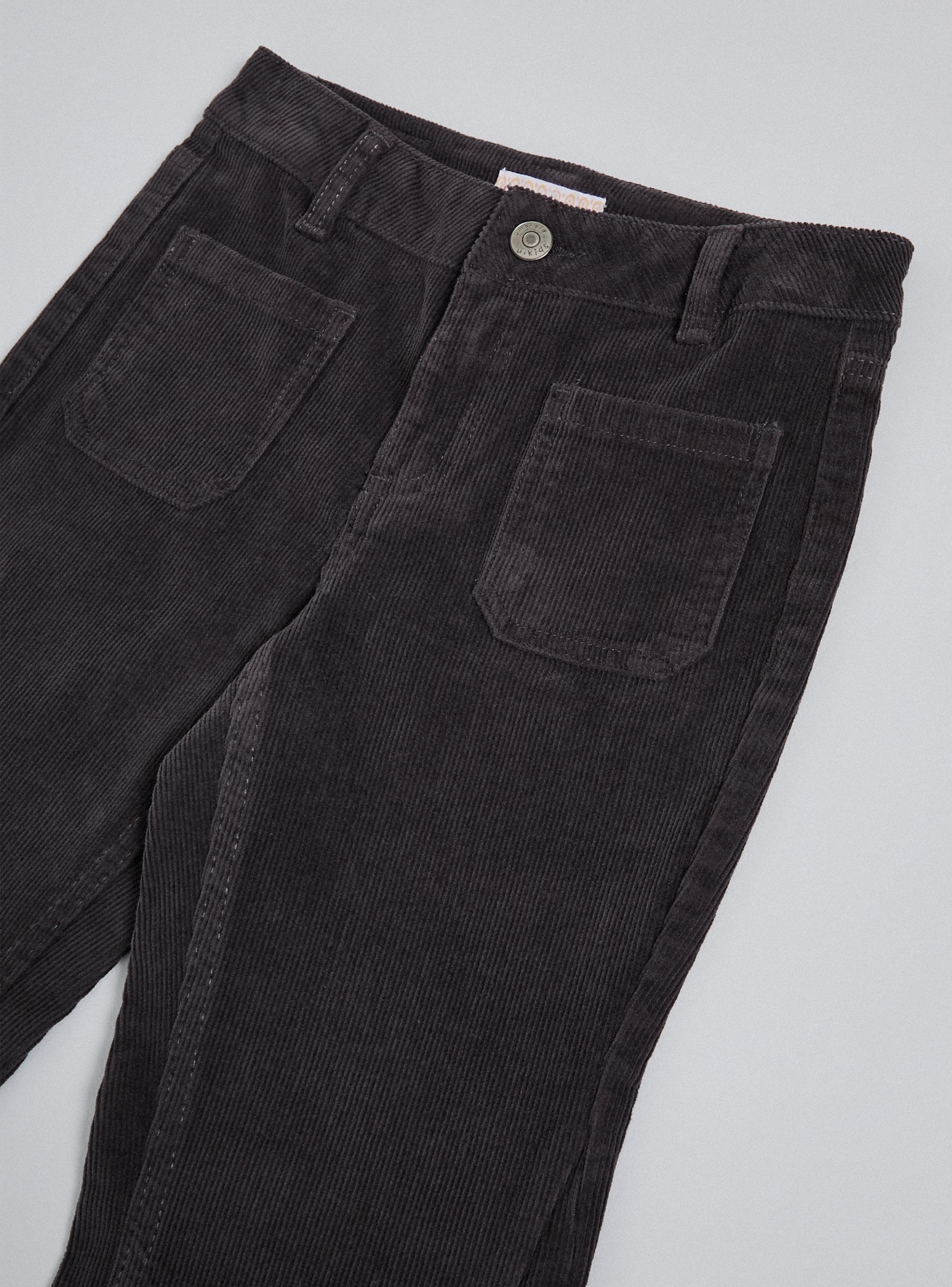 Pantalón Flare Cotelé Bordado en Laterales-3