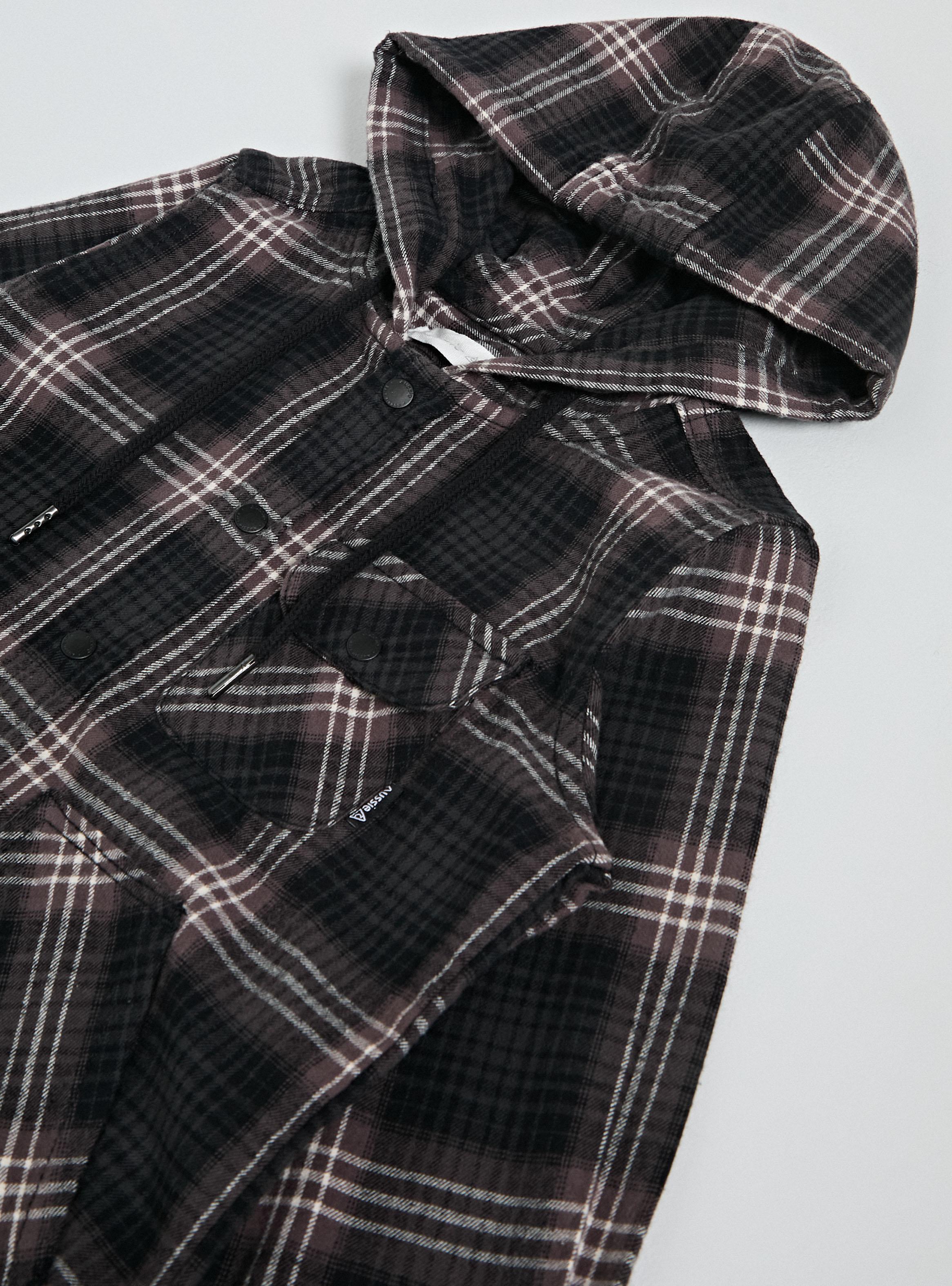 Chaqueta con Capucha Diseño Escosés Algodón-3