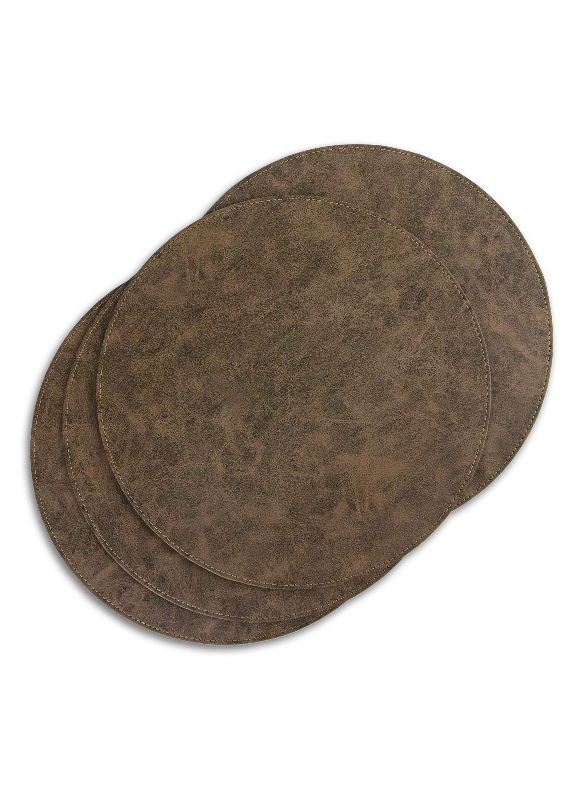 Set de 4 Individuales Redondo 37 cm Café-2