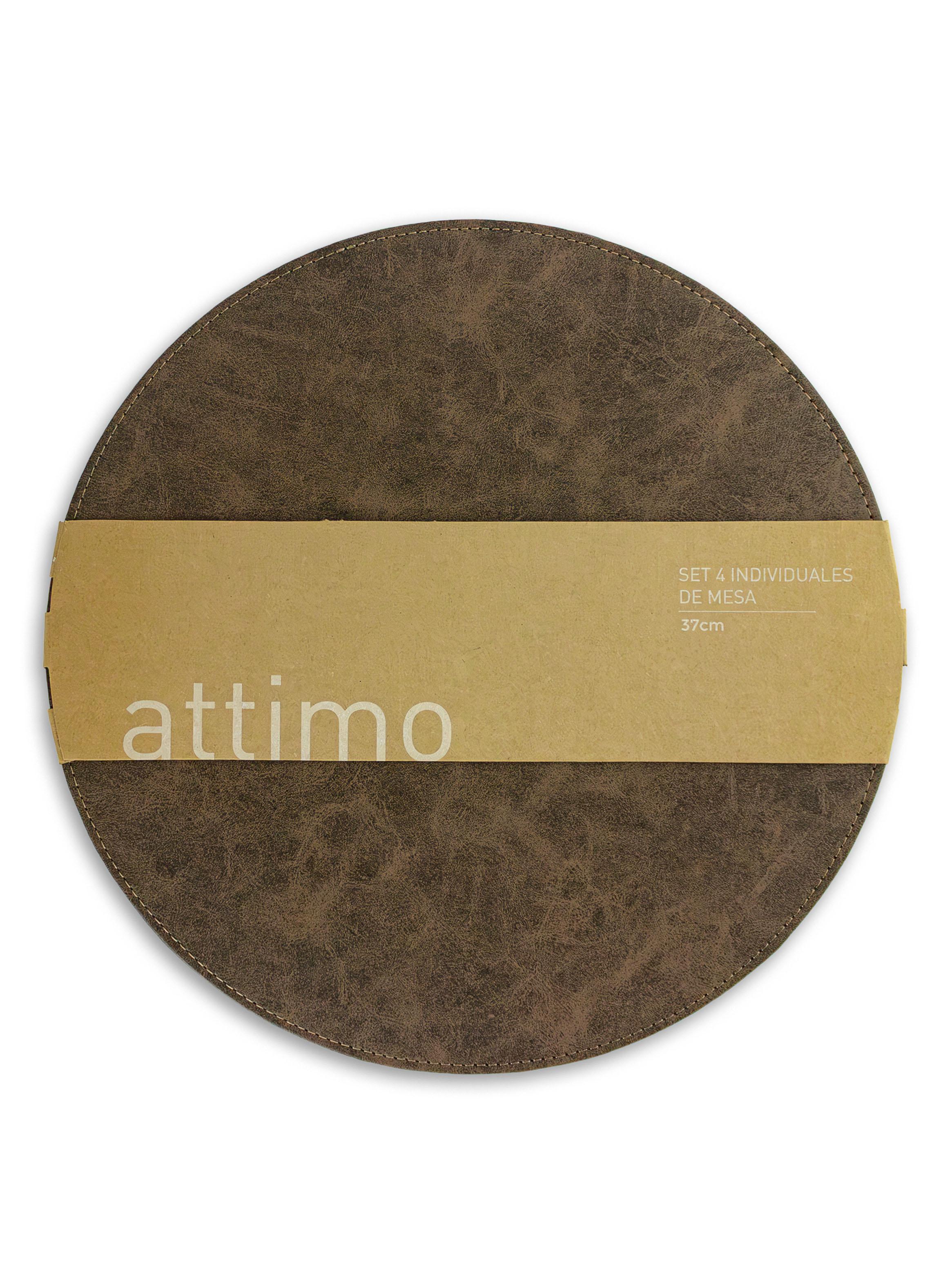 Set de 4 Individuales Redondo 37 cm Café-0