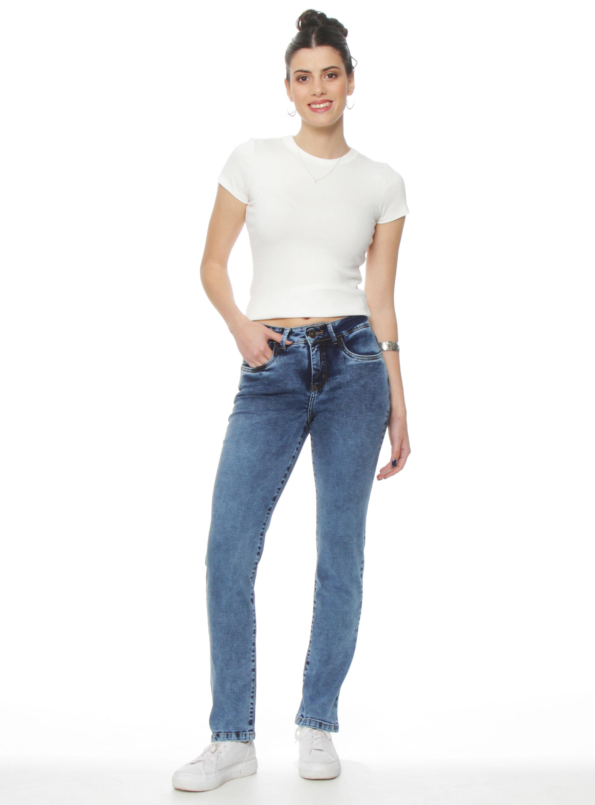 Jeans Slim Tiro Alto Pretina Botón Push Up-3