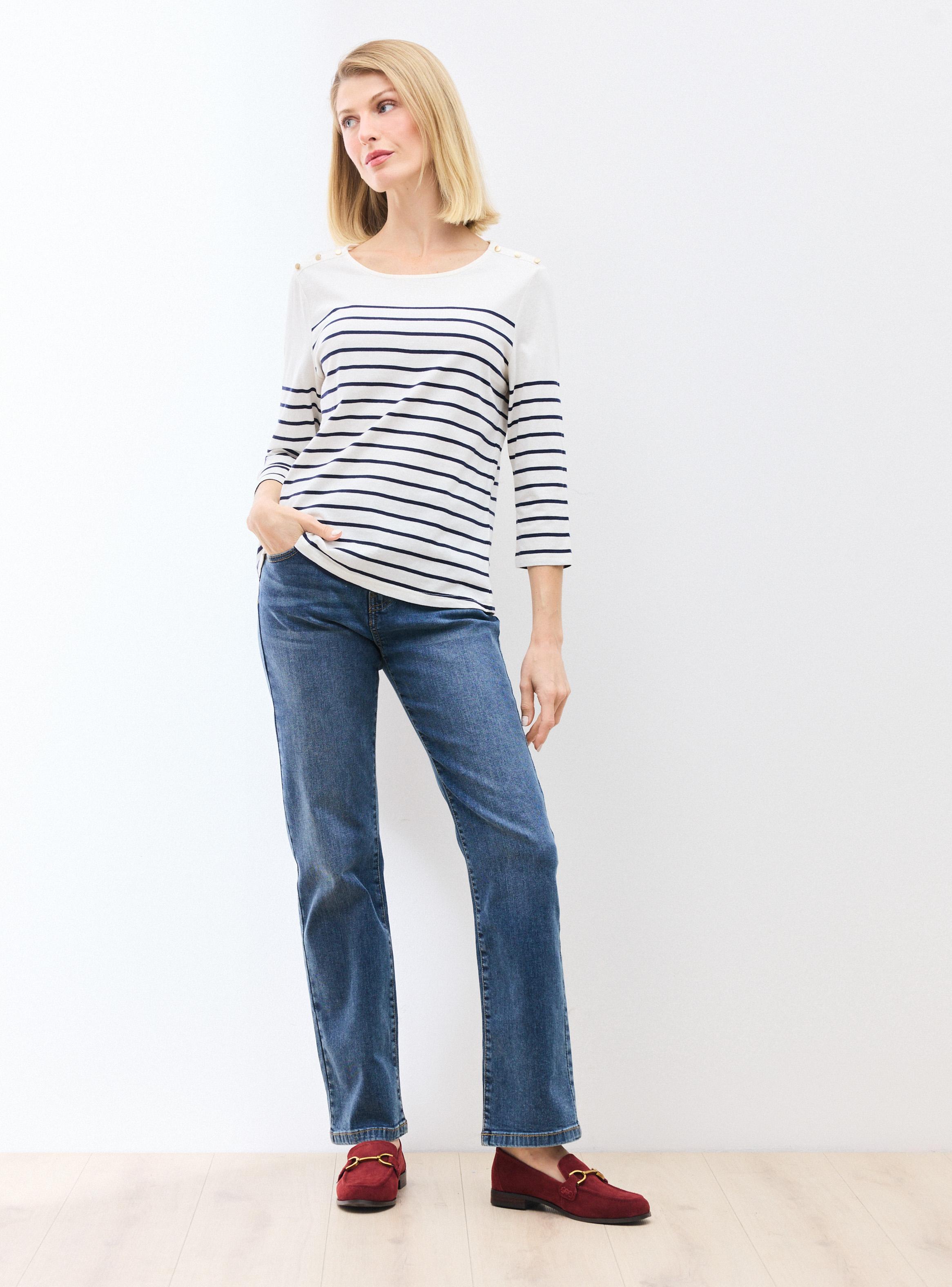 Polera Listada con Botones Decorativos-4