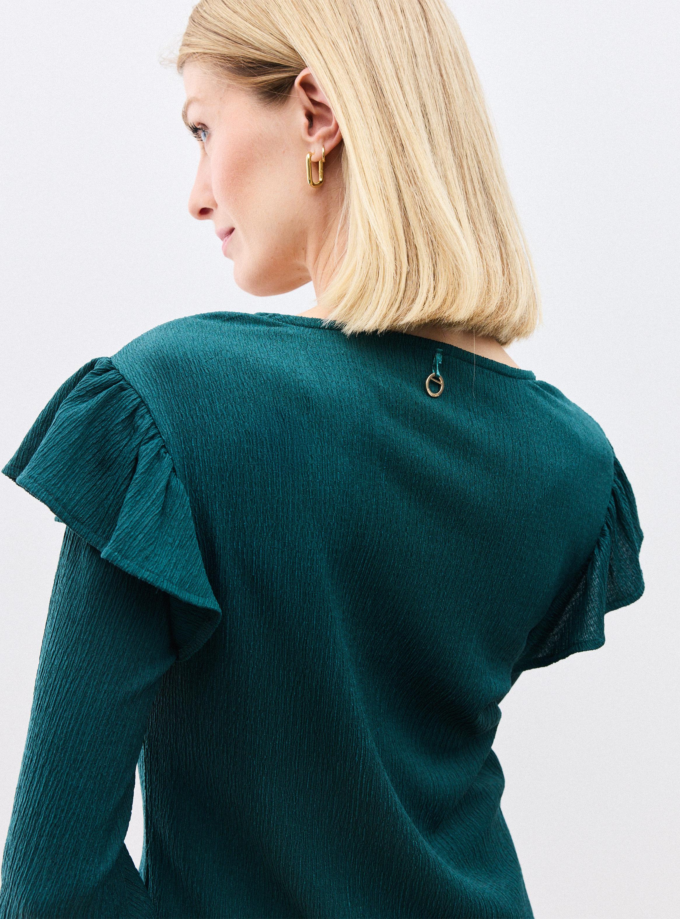 Polera con Textura Vuelo en Mangas y Elástico en Puño-3