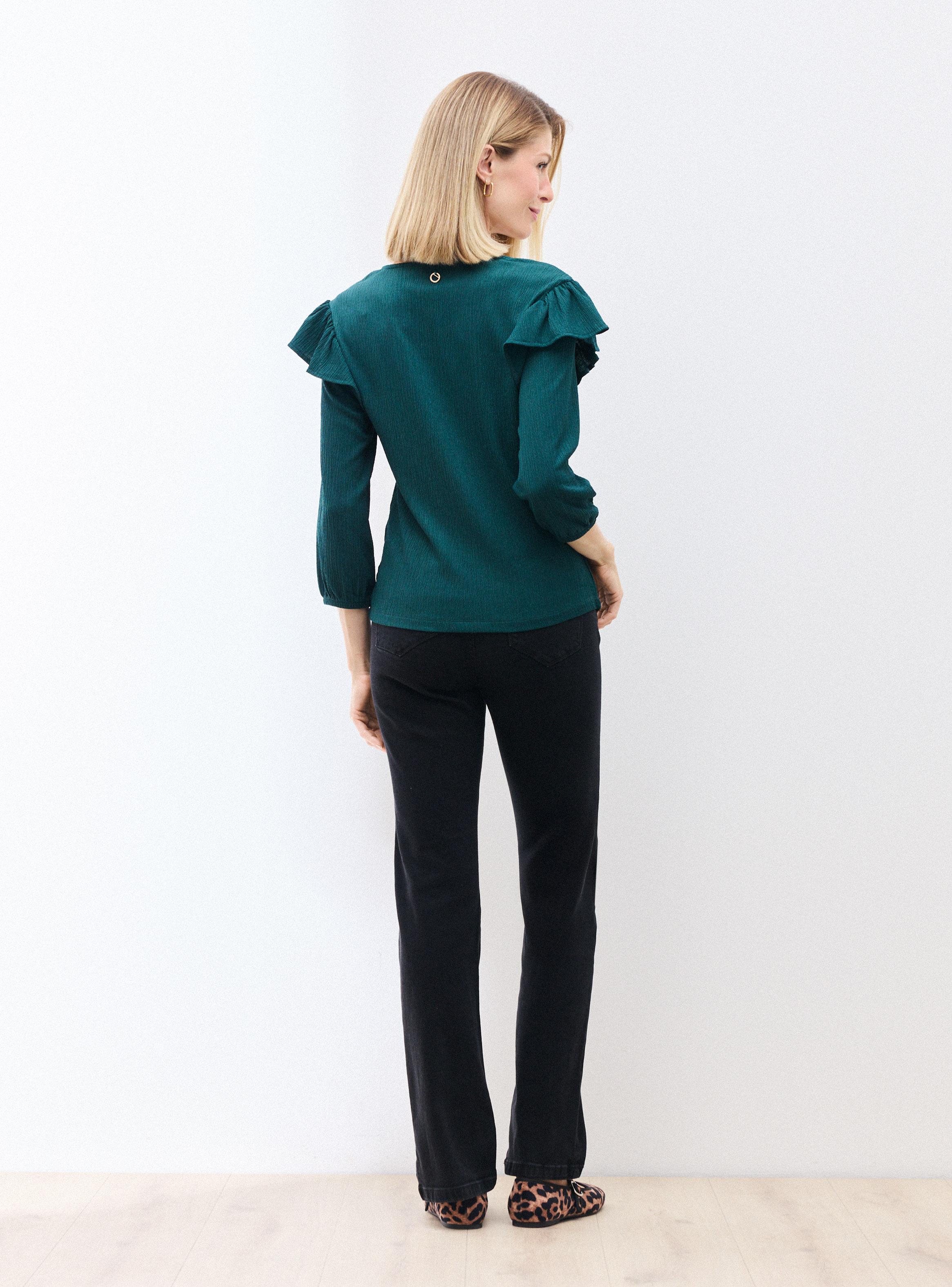 Polera con Textura Vuelo en Mangas y Elástico en Puño-5