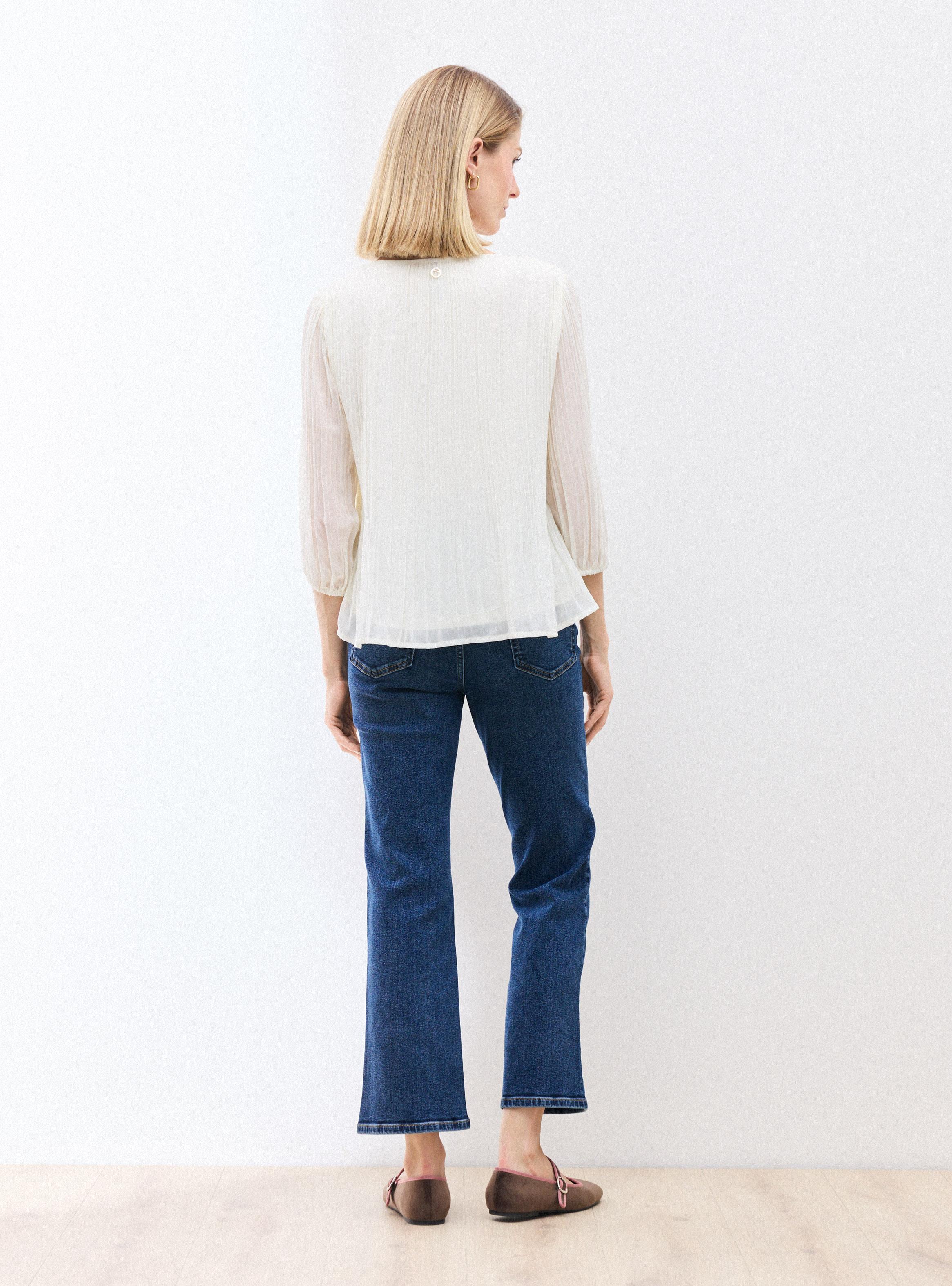 Blusa de Gasa Plisada y Forro-5