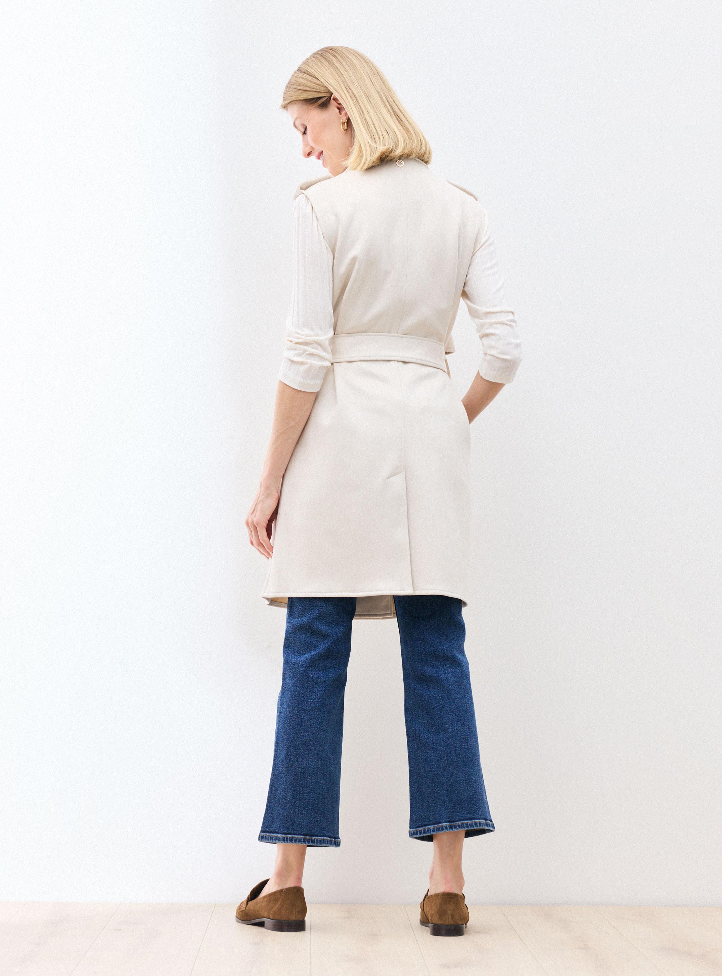 Abrigo Tipo Trench de Gamuza Sintética sin Mangas-5