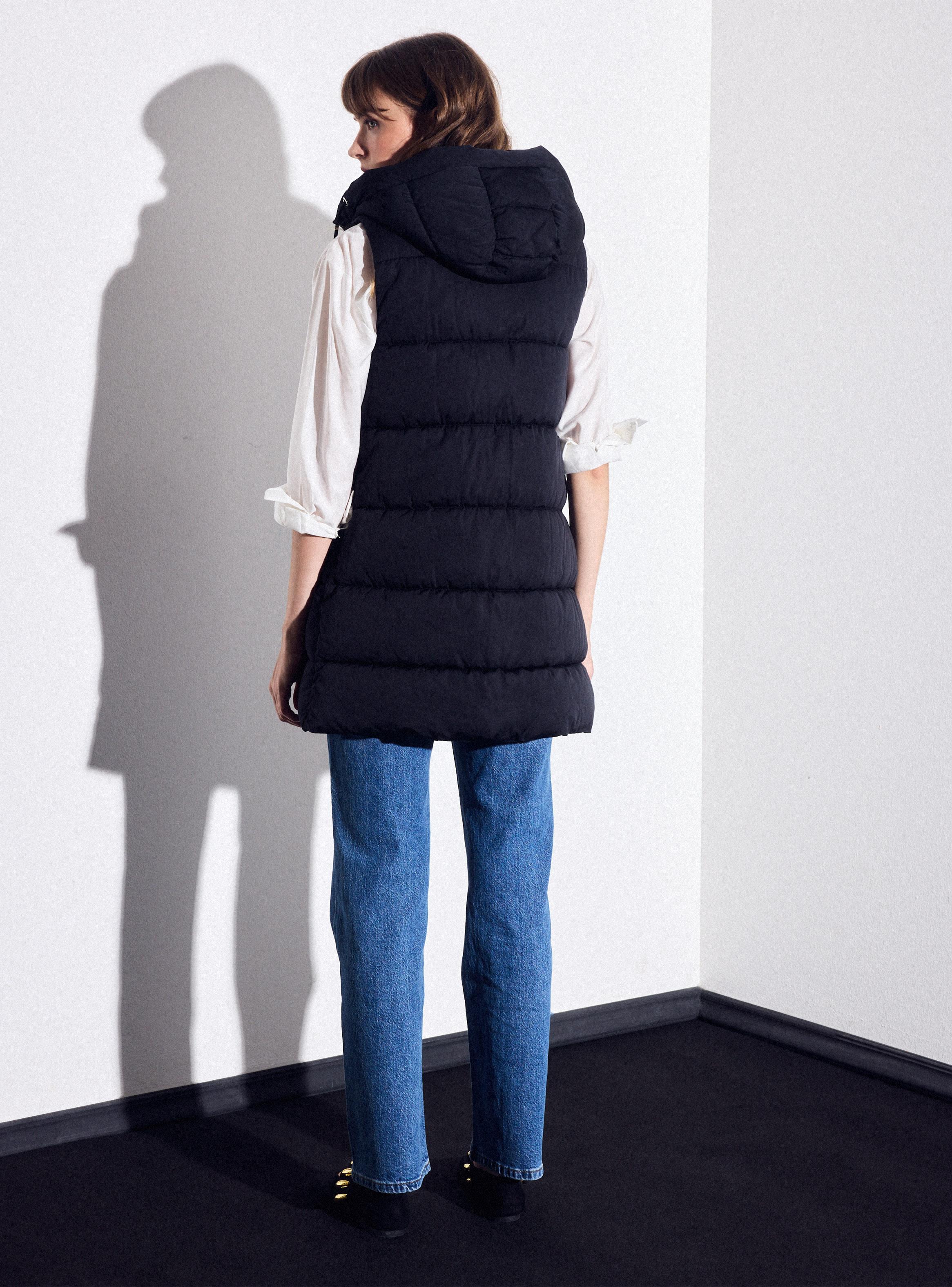 Parka sin Mangas Larga con Gorro-5