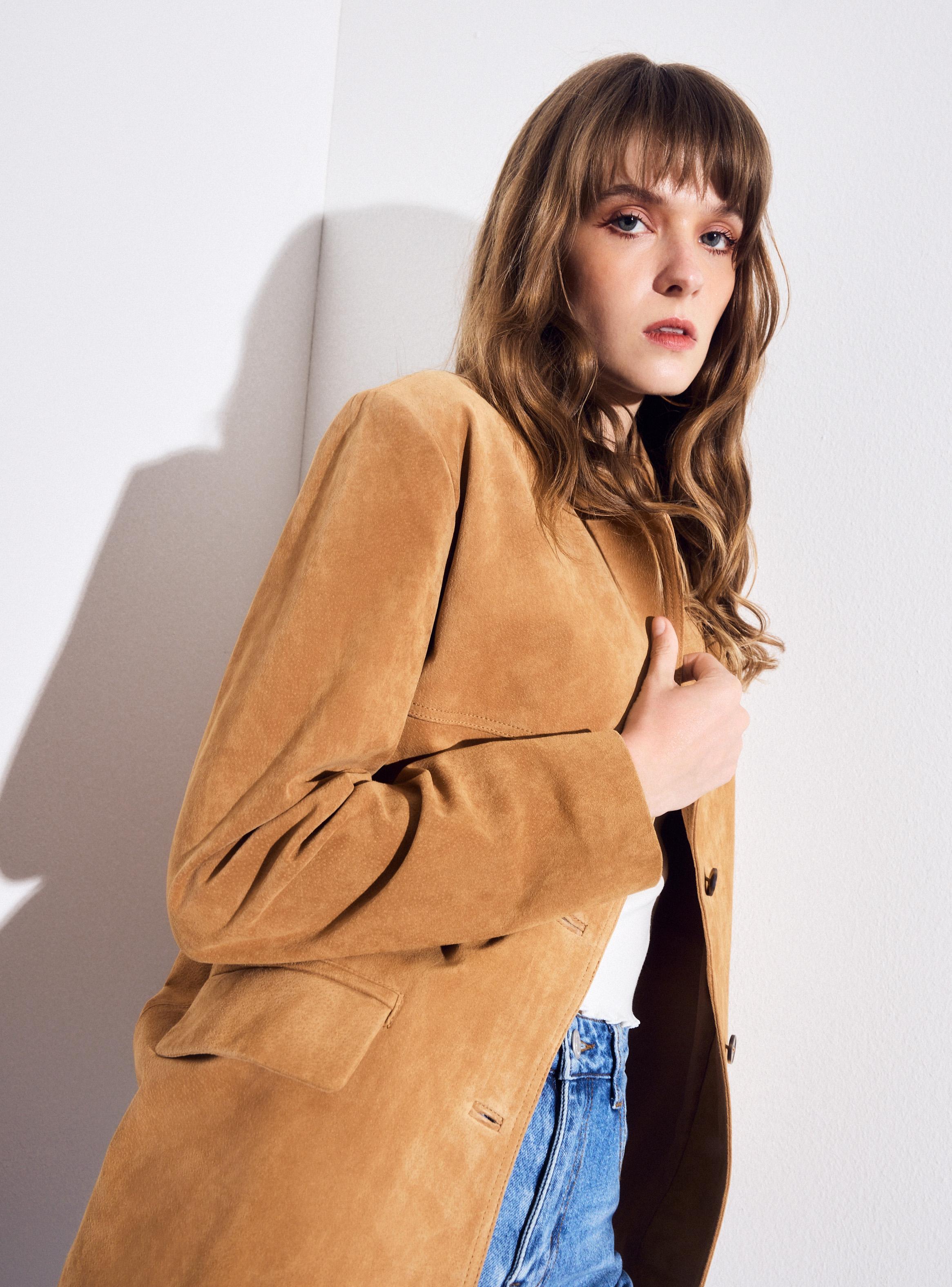 Blazer Botón Cuero Pigsplit-3