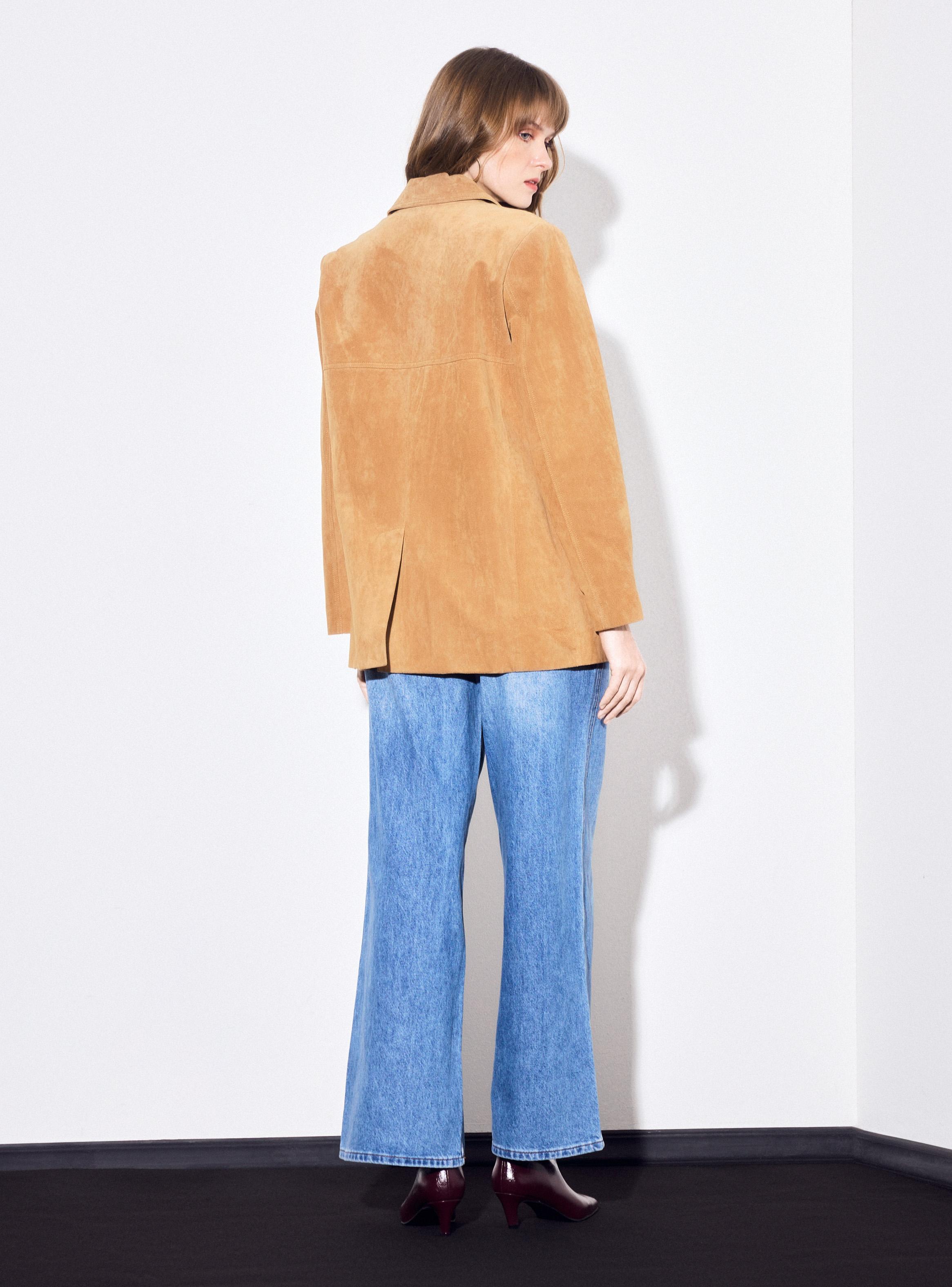 Blazer Botón Cuero Pigsplit-5