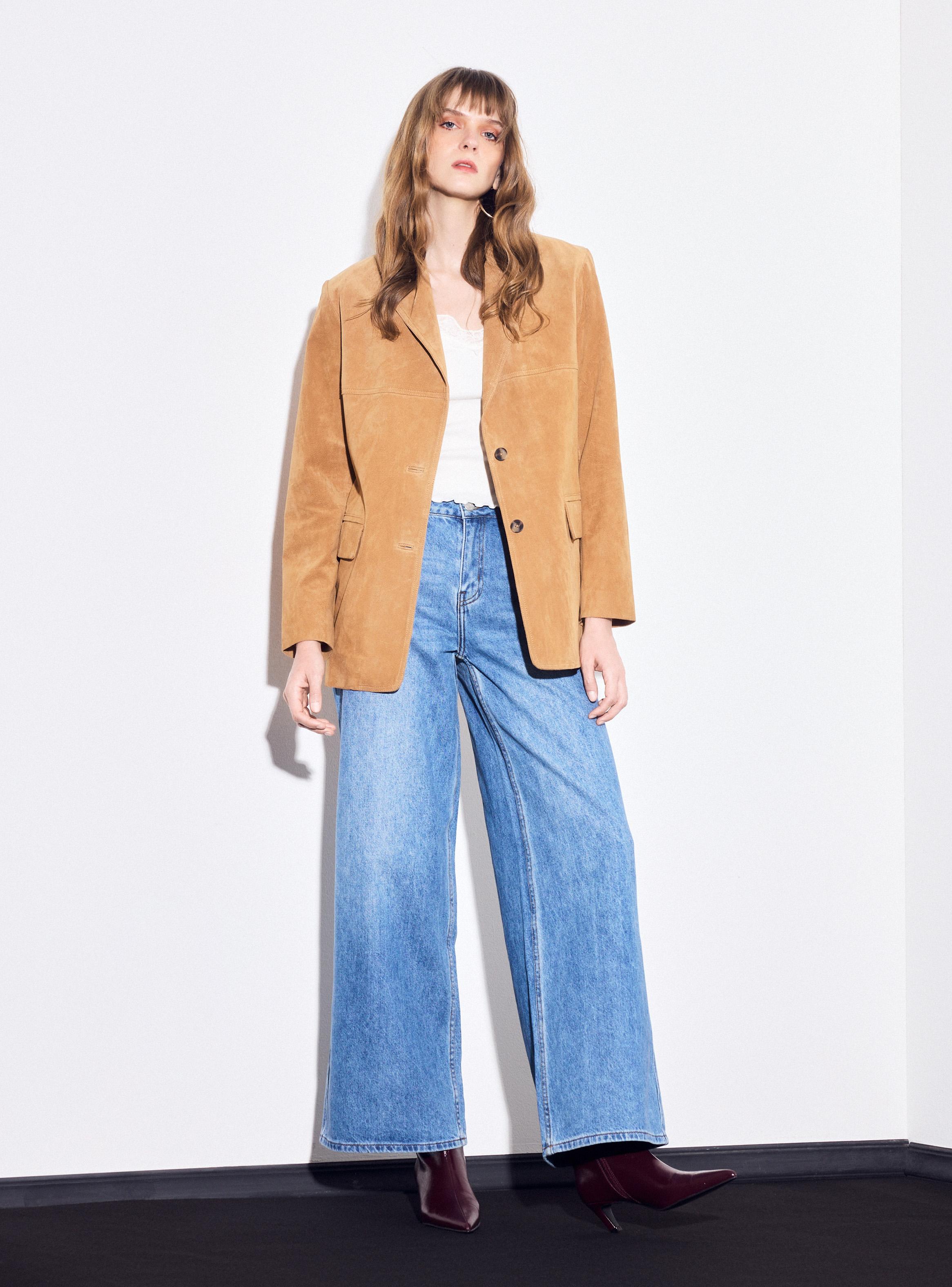 Blazer Botón Cuero Pigsplit-4