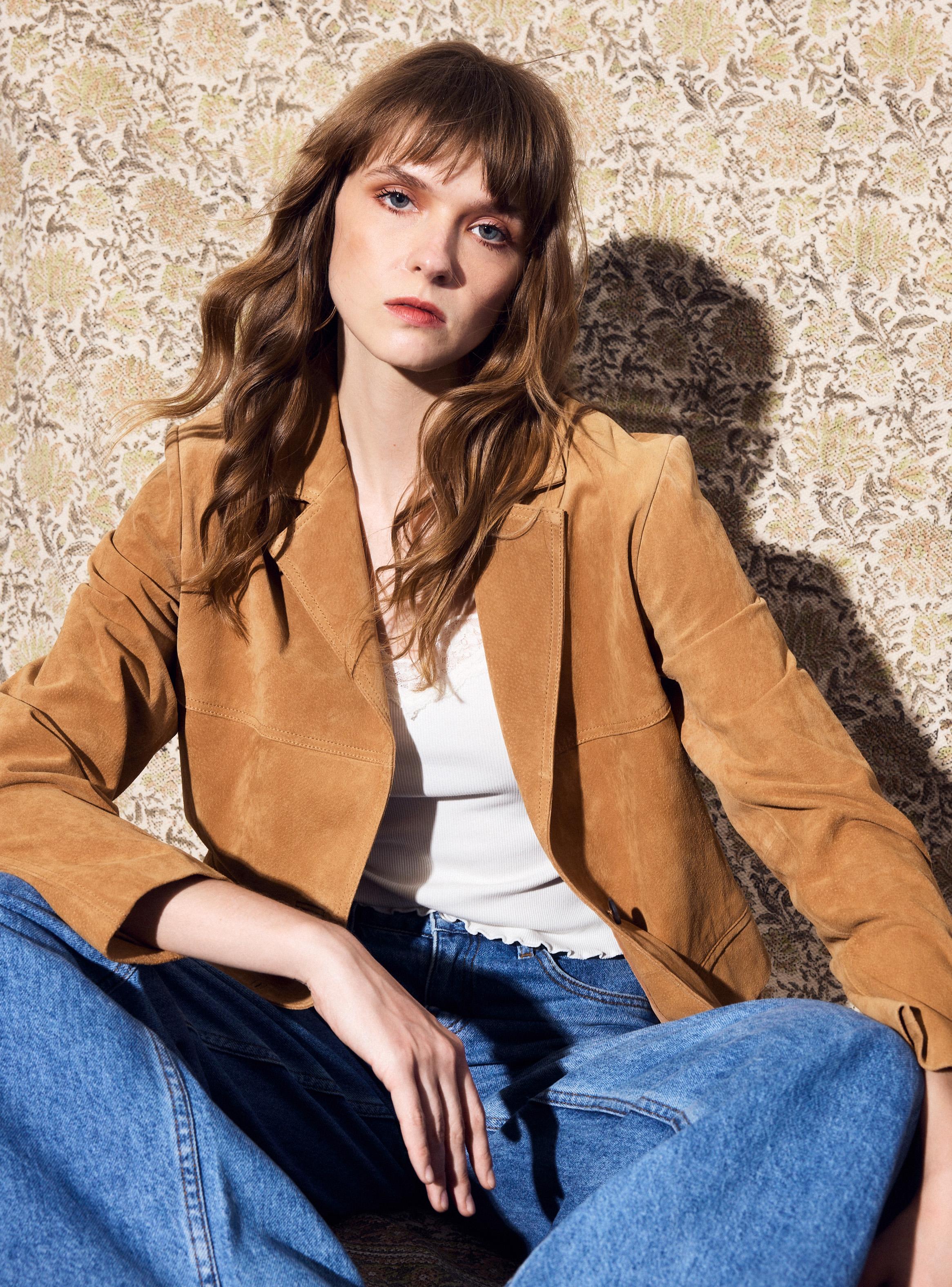 Blazer Botón Cuero Pigsplit-2