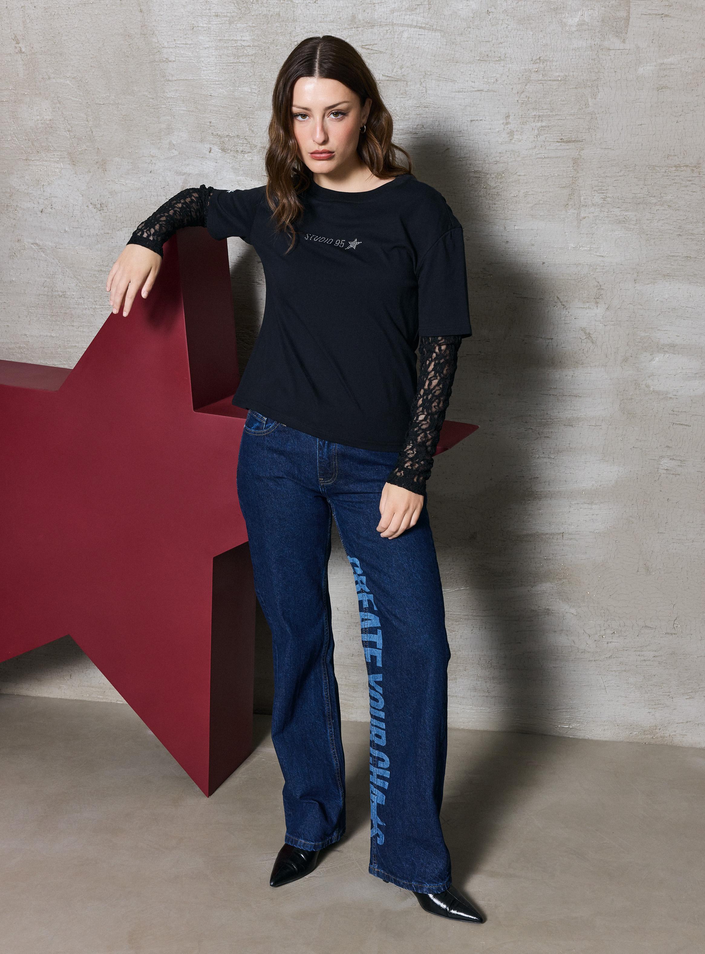 Polera Manga Encaje Colab Studio 95-4